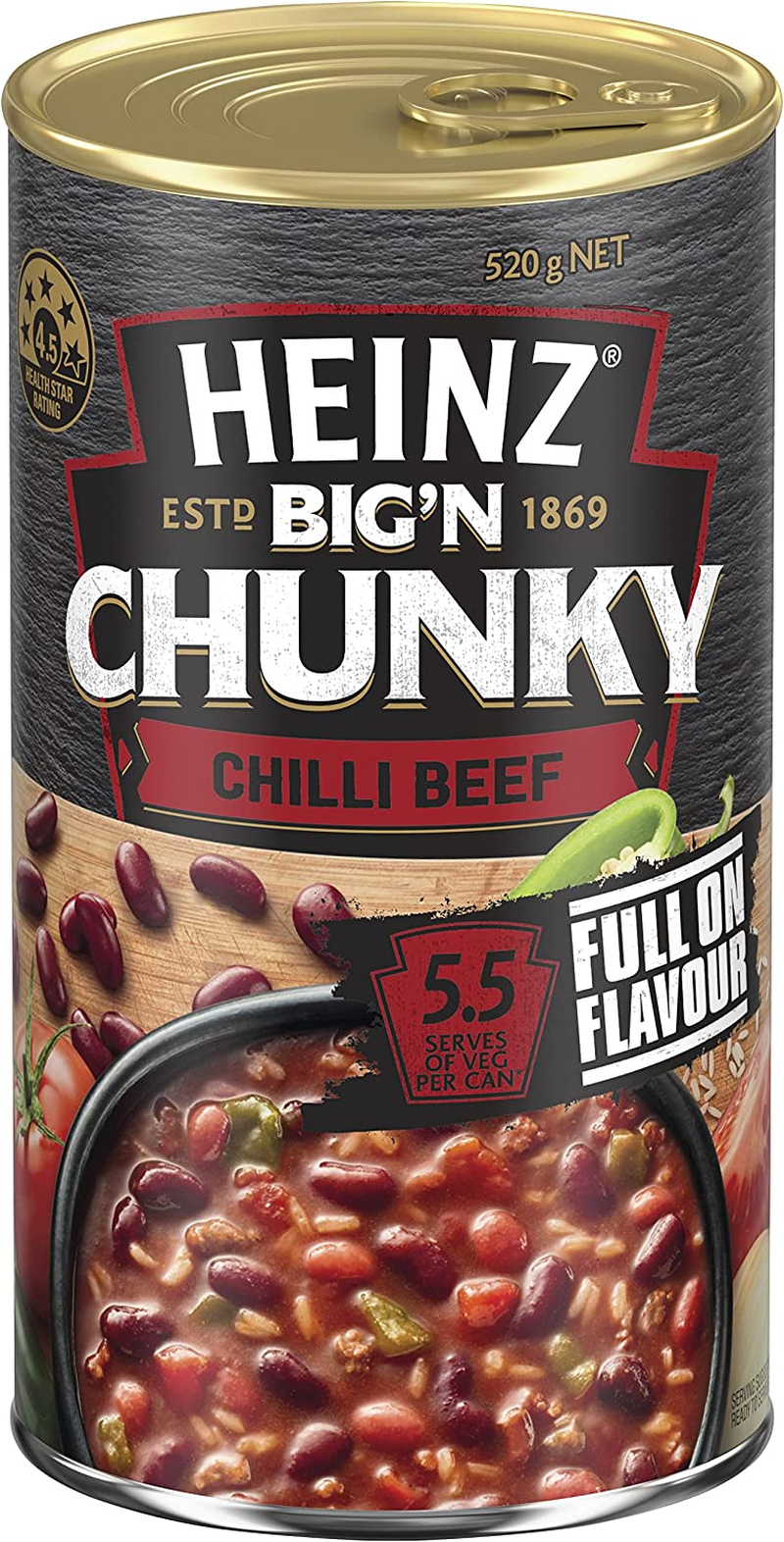 Heinz Chilli Beef Big'N Chunky Soup Family Pack Big'N Chunky Soup Canned Soup Tinned Soup 520G image number 4