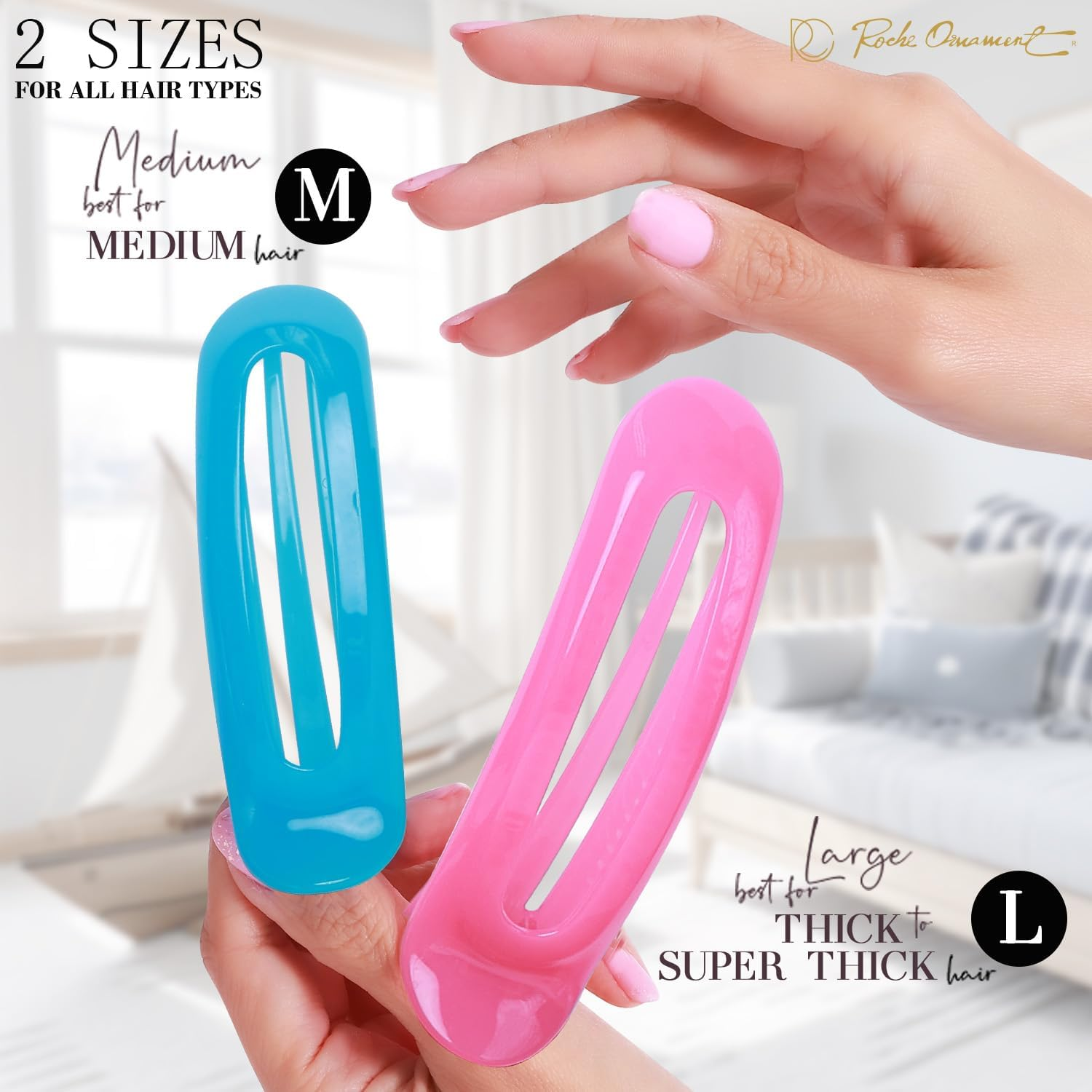 RC ROCHE 6 Pcs Flat Claw Hair Clips for Women Alligator French Barrette Long Thick Hair Duckbill Curved No Slip Grip Lay Flat Side Slide Firm Classic Styling, Large Jelly Candy Multicolor