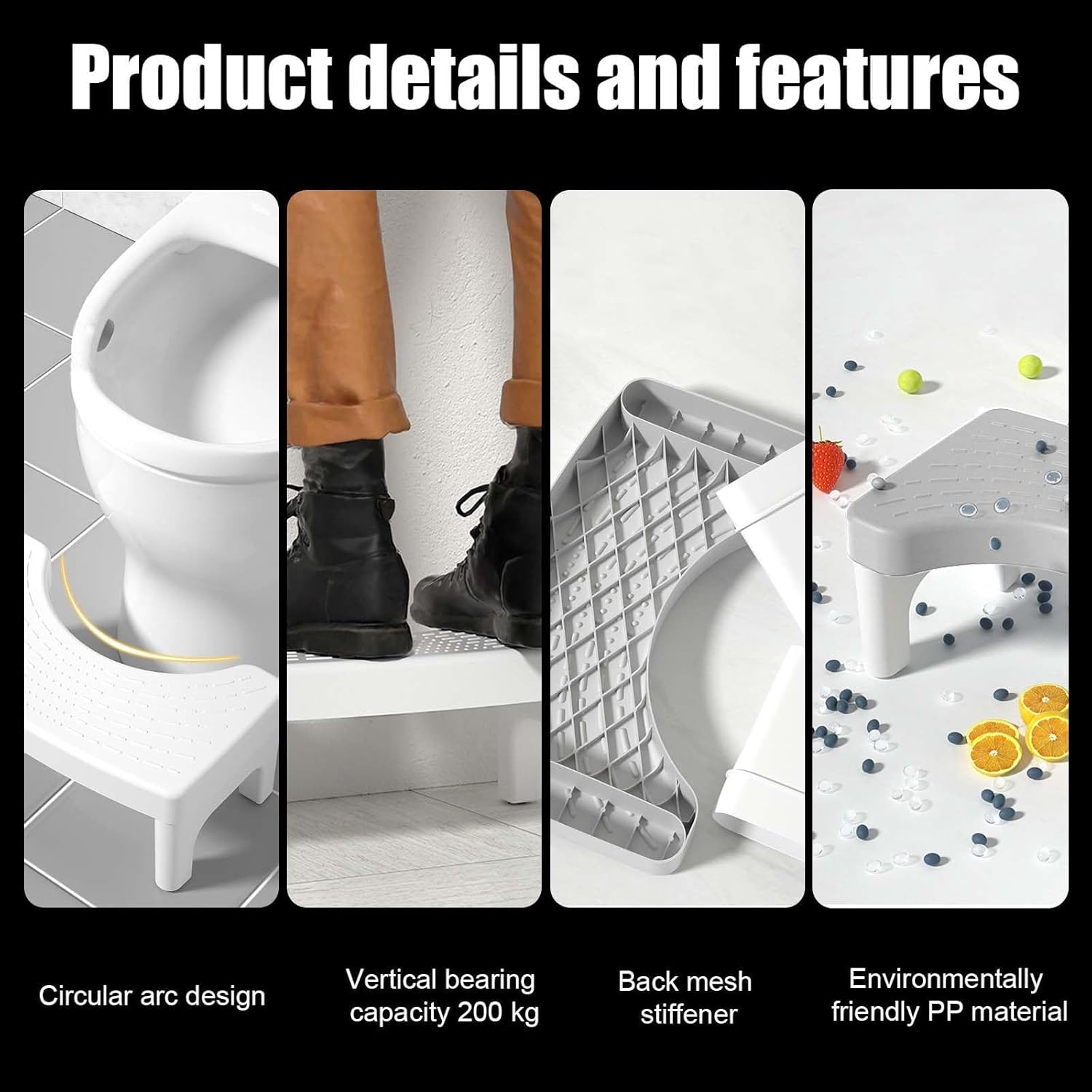 LEFAFA Toilet Stool Poop Stools, Squatting Potty Stool for Adults, Portable Plastic Toilet Step Stools, Non-Slip Poop Foot Rest Stools for Bathroom, Healthy for Seniors and Kids image number 1