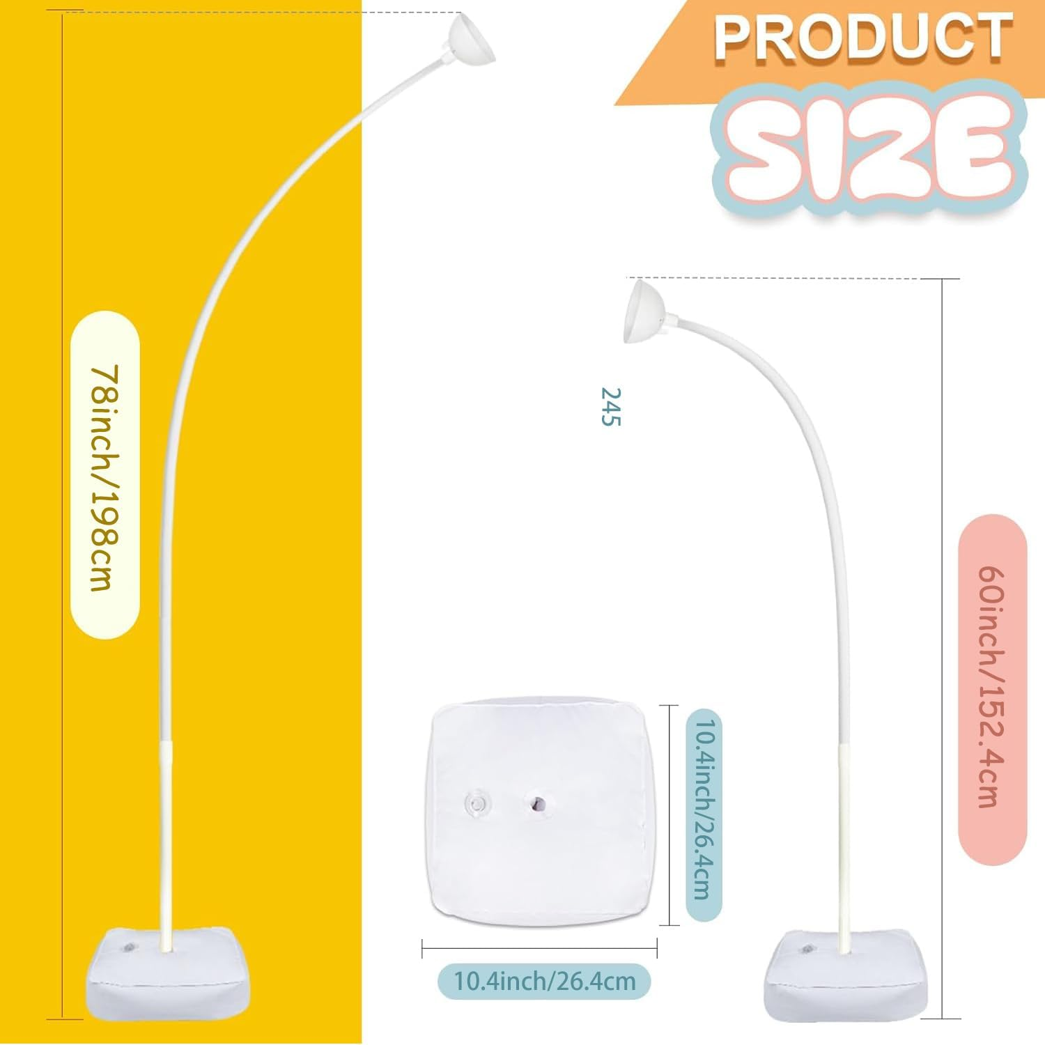 Emapoy 9FT & 6FT Balloon Arch Kit, Half Arch Balloon Stand with Base, Bending Column Backdrop Tower Stand Kit for Floor, for Birthday Wedding Graduation Party Decorations