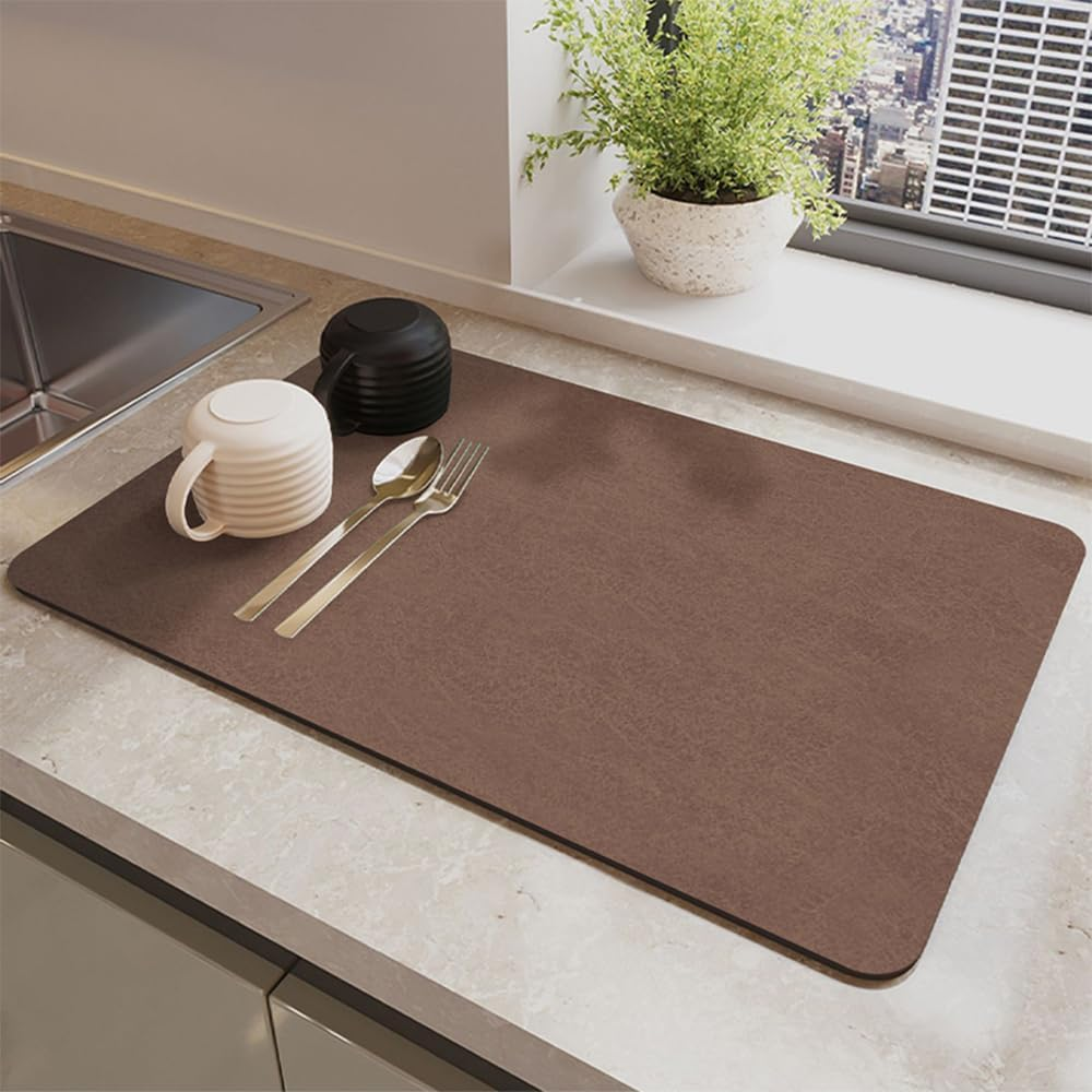 Coffee Mat-Dish Drying Mat Absorbent (Dark Grey, 43X80Cm)