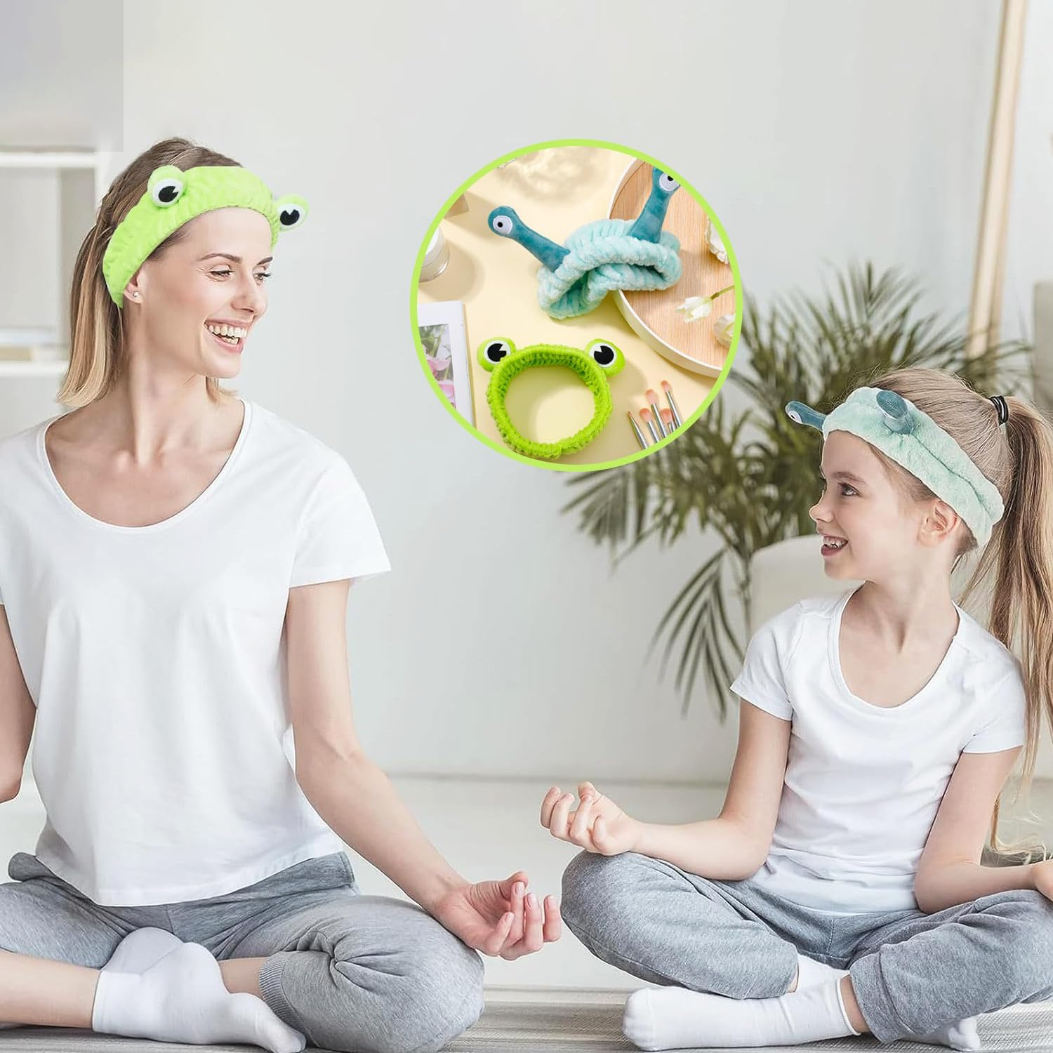 AOOTUERL 2 Pcs Skincare Headband, Cute Frog Headband and Snail Headband Headband, Funny Hair Bands for Makeup Shower Face Washing Skincare Sports Cute Plush Hair Hoop image number 4