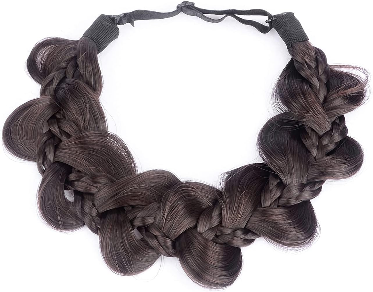 Gledola Bridal Hair Accessories, Wide Kinky Fishtail Braided Braids, Headband, Braided Synthetic Hair, Elastic Stretch, for Women, Bride (Strawberry Blonde)