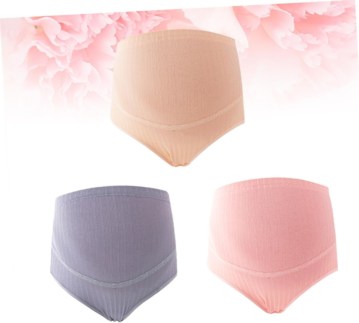 3Pcs Bonds Maternity Underwear High Waist Cotton Briefs Splice Stomach Lift Women Pregnancy Pants image number 4