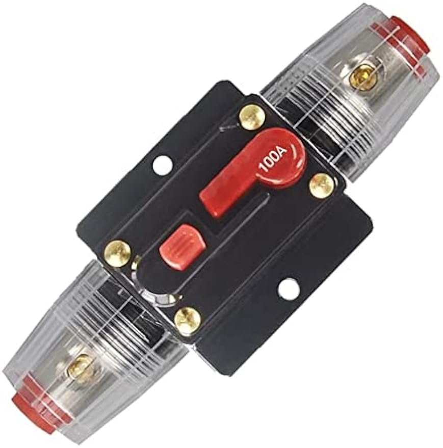 20A 30A 40A 50A 60A 80A 100A 150A Audio Circuit Breaker Auto Car Stereo Inline Fuse Holders Inverter, Manual Reset 12V-24V DC for Automotive Marine Boat Audio System Protection (Small-100A) image number 5