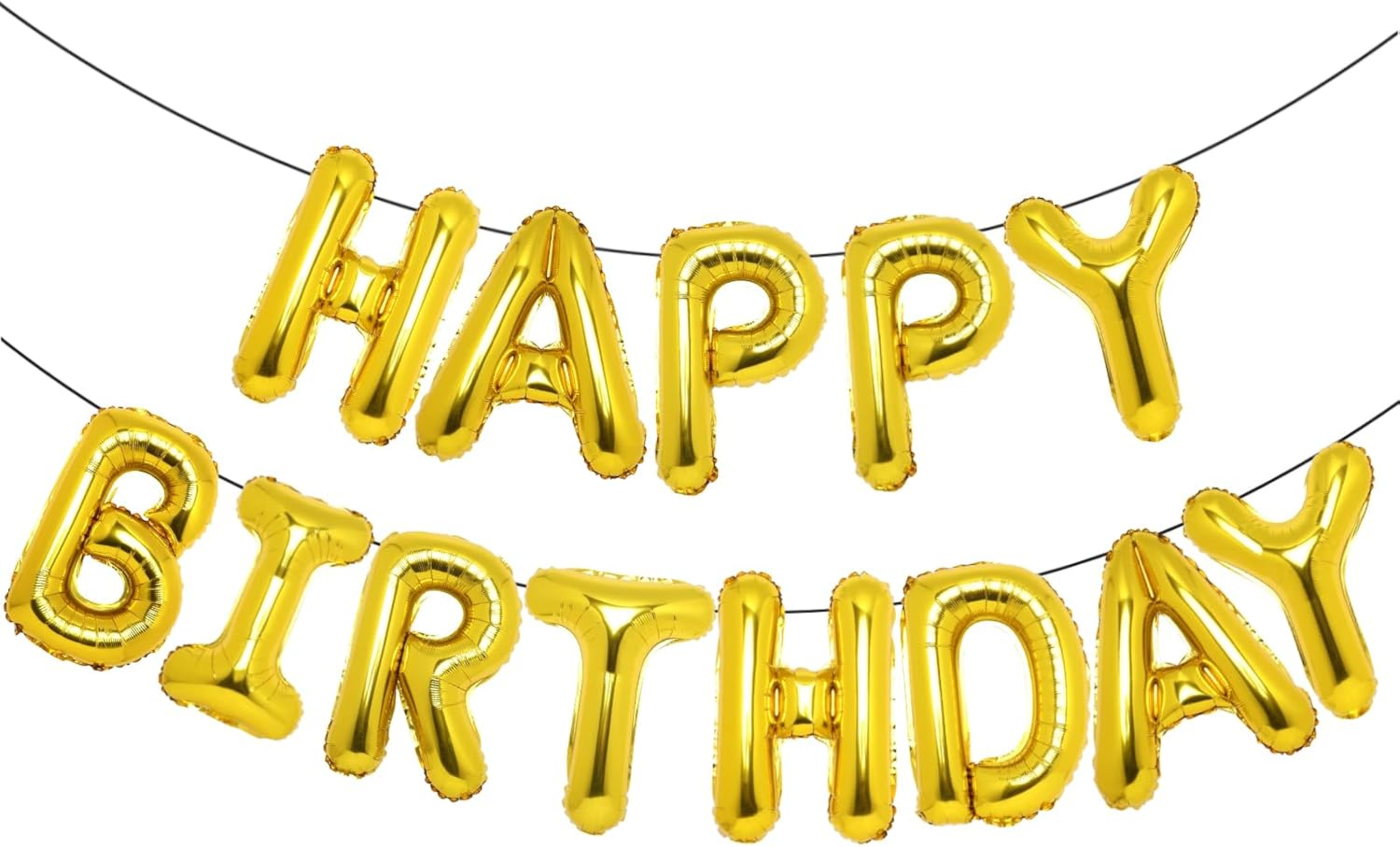 ACCEVO Happy Birthday Balloons Banner,16 Inch Aluminum Foil Letters, Birthday Party Decorations Happy Birthday Banner Party Decorations for Women Men Boys Girls Kids Gold Birthday Decorations Backdrop - Black image number 3