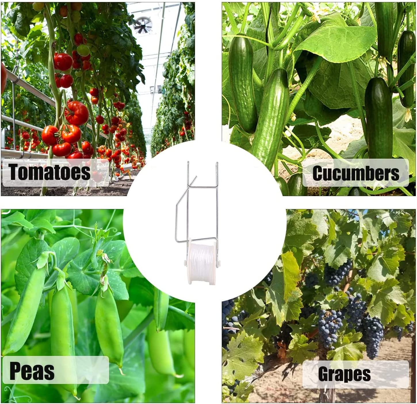 20 Pack Tomato Trellis Roller Hooks with 15M Twine for Tomato,Plant, Greenhouse,Flower Vine Twine Crop Trellis Kit Plant Roller Hook