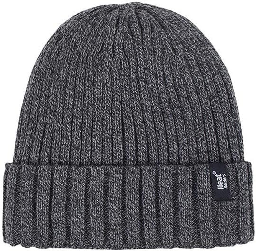 Heat Holders | Men'S Ribbed Turn over Thermal Beanie | Winter Warmth | Insulated Knit Hat | One Size Fits Most image number 1