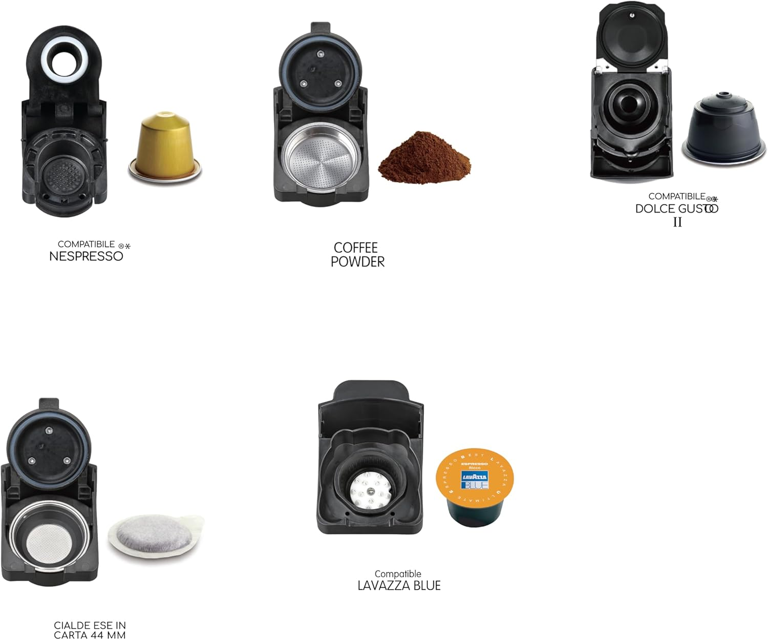 Tornado LA TCM7042-GS Machine &Agrave; CAF&Eacute; 5-EN-1, Compatible NESPRESSO, Dolce Gusto, Lavazza Blue, ESE ET CAF&Eacute; MOULU, 20 Bars, 1.5 L image number 2