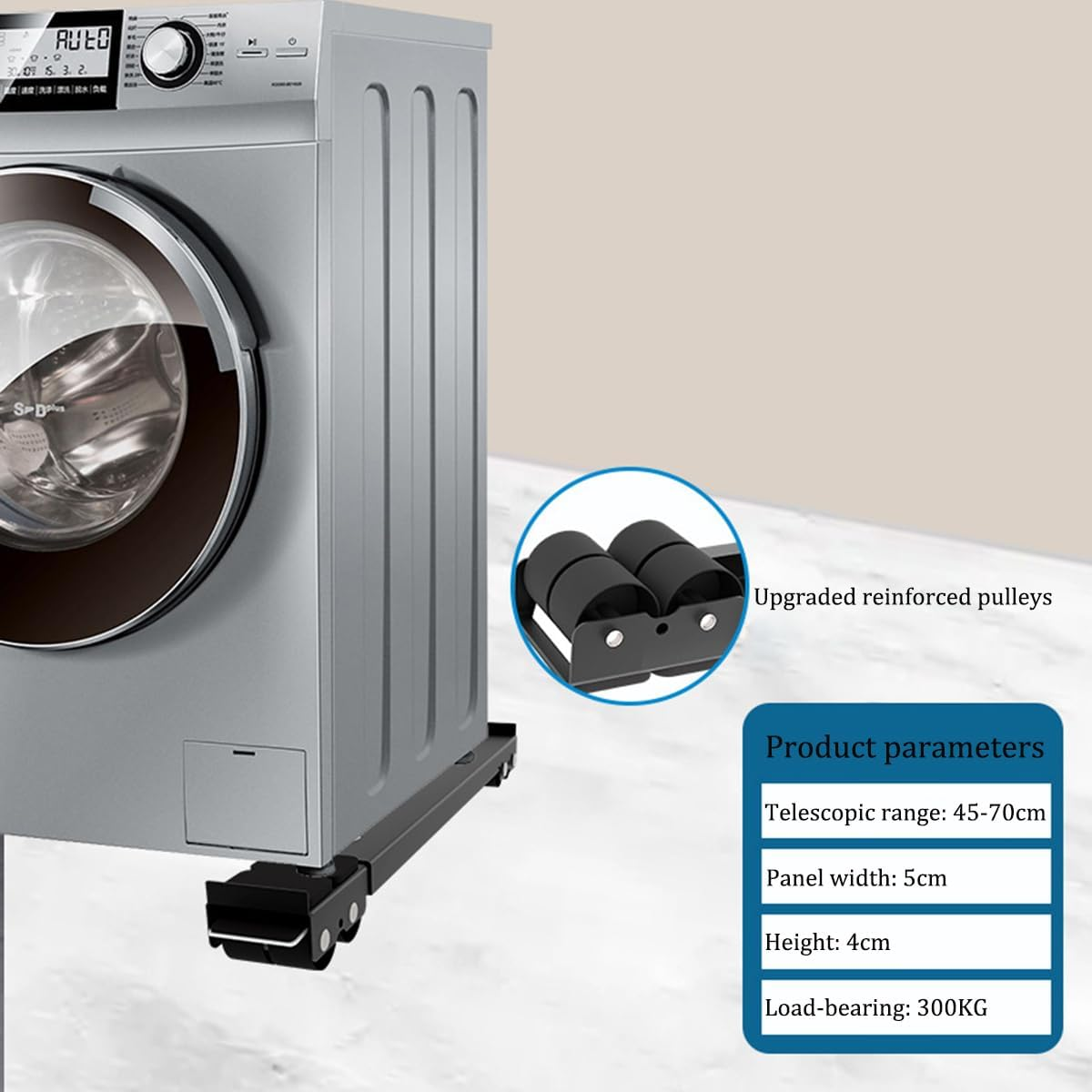 Universal Mobile Base Fridge Stand, Furniture Mobile Roller, Extendable Appliance Rollers Mobile Washing Machine Base, Moving Cart, for Washing Machines, Refrigerators, Dryers, Dishwashers (Black) - White image number 4