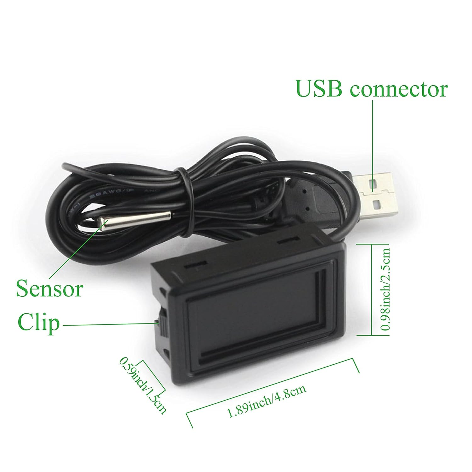 Keynice Digital Thermometer, Indoor Temperature Monitor, Temperature Sensor USB Power Supply, Fahrenheit Degree and Degrees Celsius with Backlight LCD Display for Home, Greenhouse and Aquarium-Black image number 5