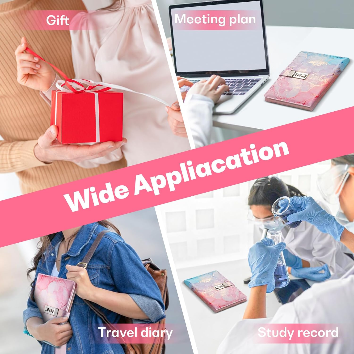 Eigell Diary with Lock Locked Diary Notebook 180 Pages Lock Journal Planner Organizer Password Lock Diary Girls Boys Teens Adults, Violet