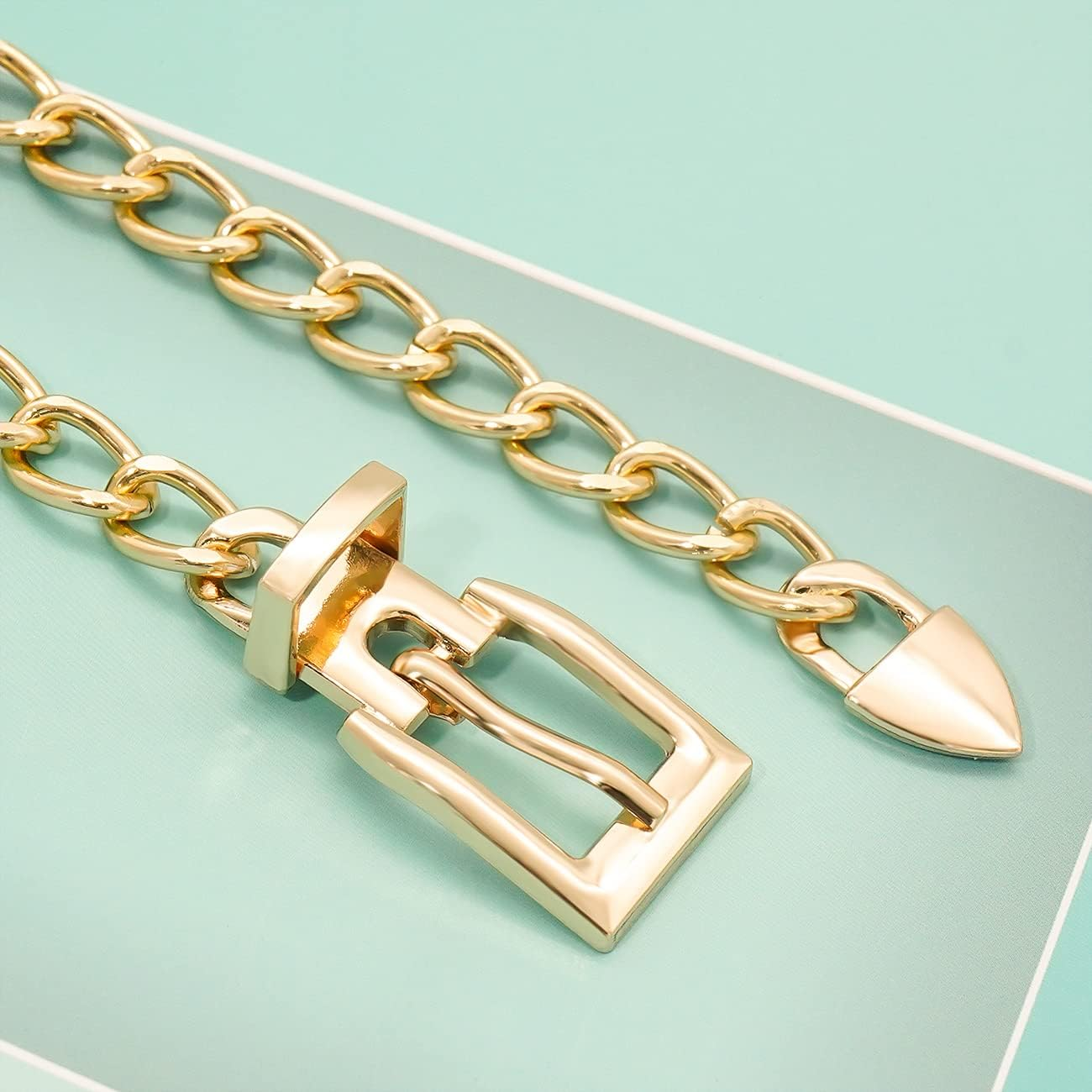 Chain Belt for Women Alloy Chunky Wasit Chain Adjustable Punk Link Belly Body Chain for Jeans Dresses image number 3