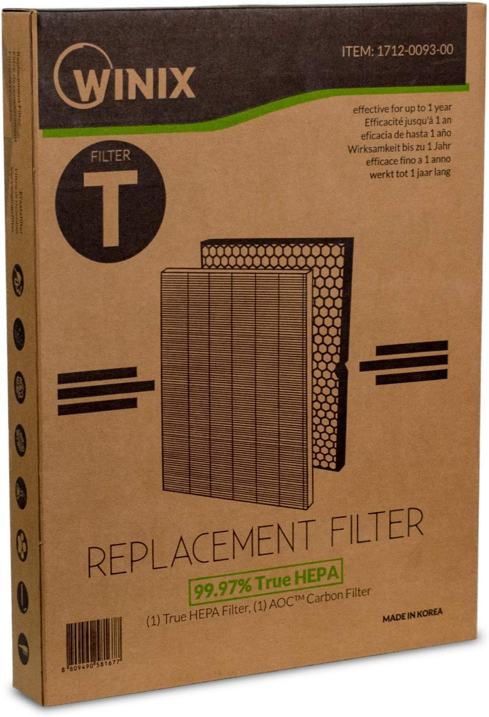 Winix 1712-0093-00 Air Purifier Replacement Filter T, for HR900, White image number 5