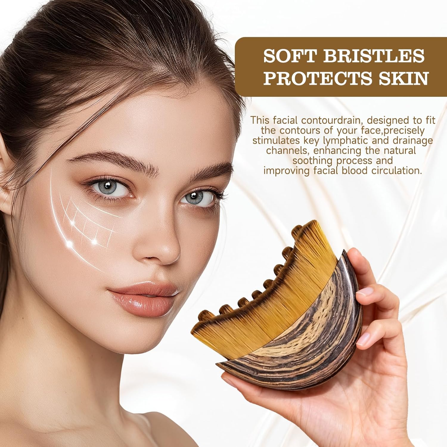 1/2 PCS Lymphatic Contour Face Brush for Sculpting &ndash; Lymphatic Drainage Massager for Face, Anti-Puffiness, Detox & Lift, Relieve Fatigue, Improves Skin Glow & Absorption image number 3