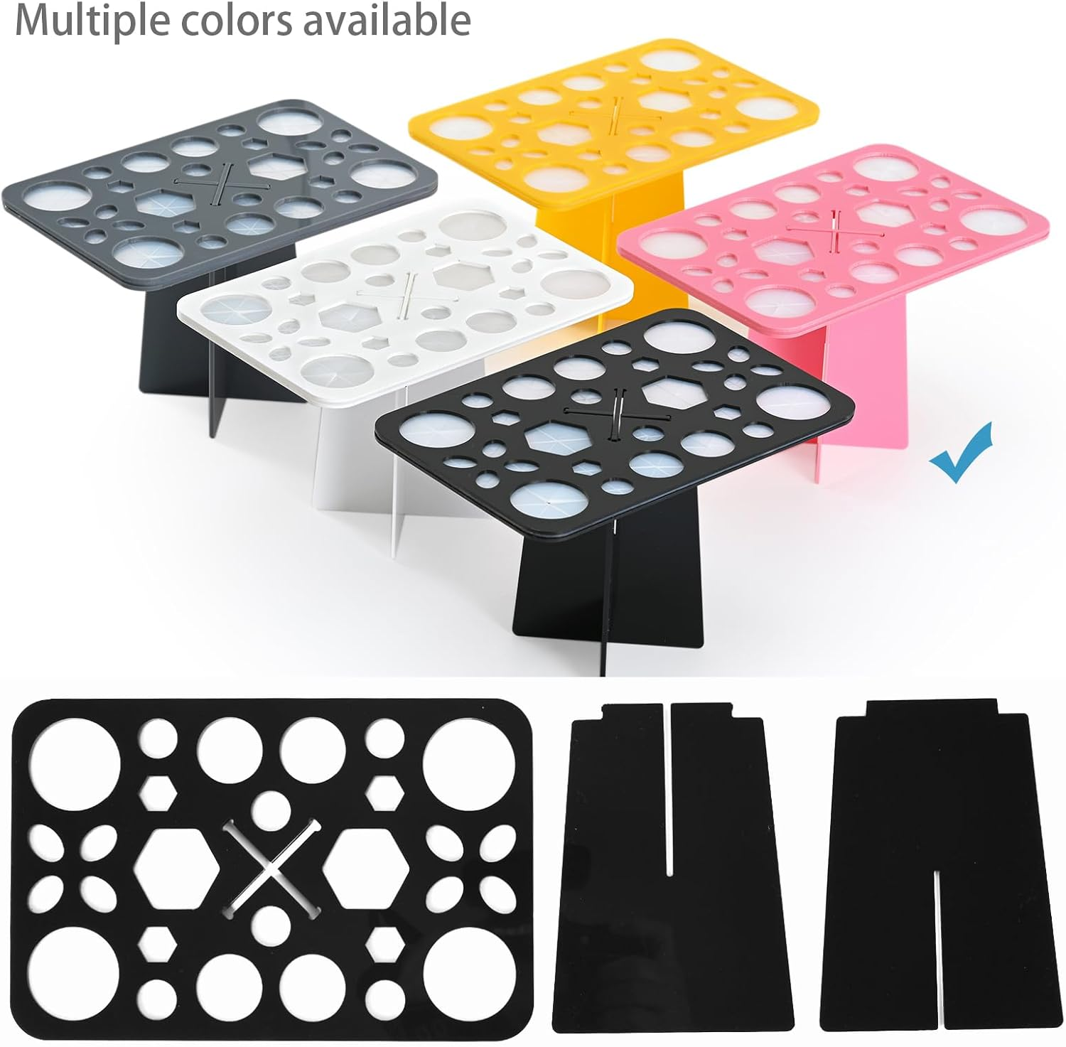 Acrylic Makeup Brushes Drying Rack, Brushes Dryer, Collapsible Holder Stand Tree Tray Support Display for Makeup Artist Nail Brushes Paintbrushes Makeup Lovers, 28 Slot, Black, Unisex image number 2
