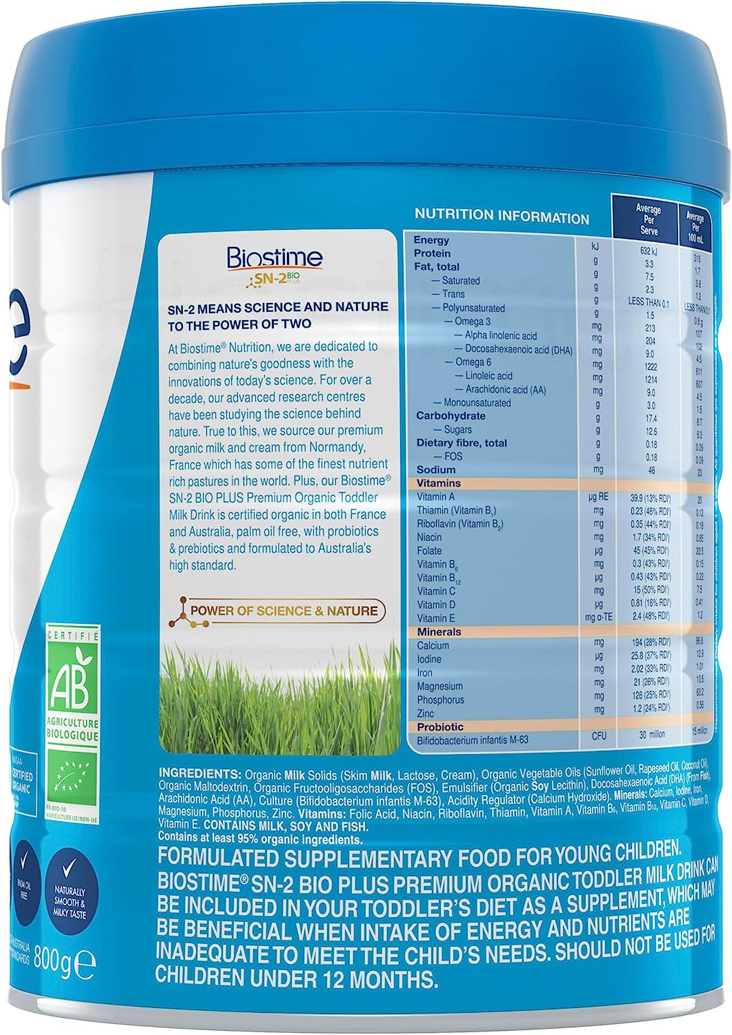 Biostime SN-2 BIO plus Premium Organic Toddler Milk Drink 800G image number 3