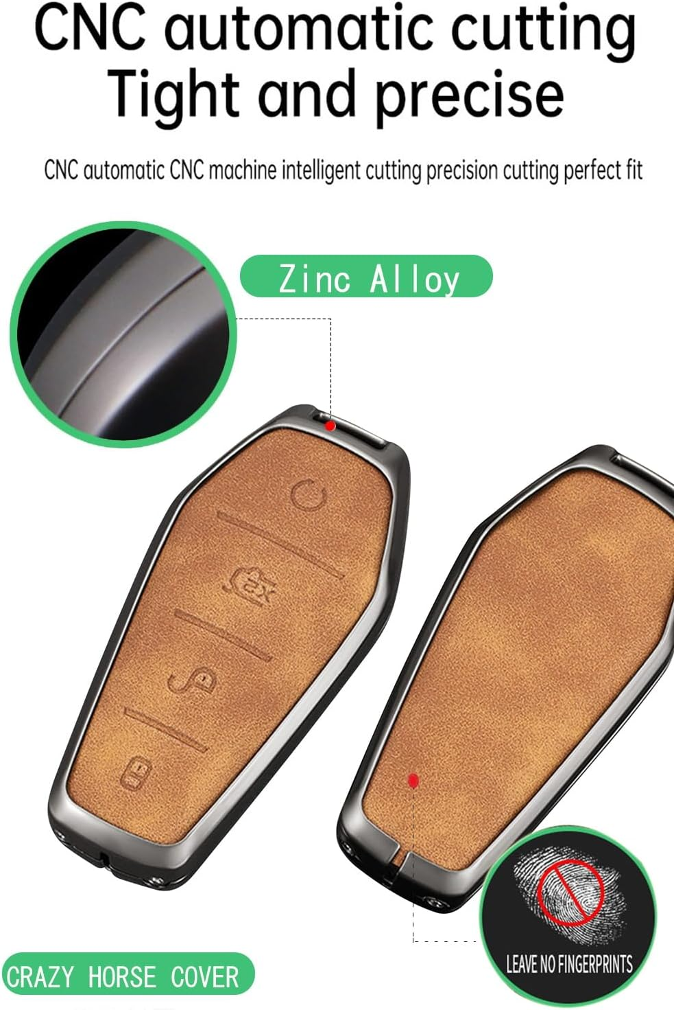 Ontto Metal Leather Key Fob Cover Fit for BYD Dolphin Atto 3 Seal Song plus Qin Tang E2 2021 2022 2023 2024 Smart Key Shell Case Keyring Key Holder Keychain Accessories 3 Buttons