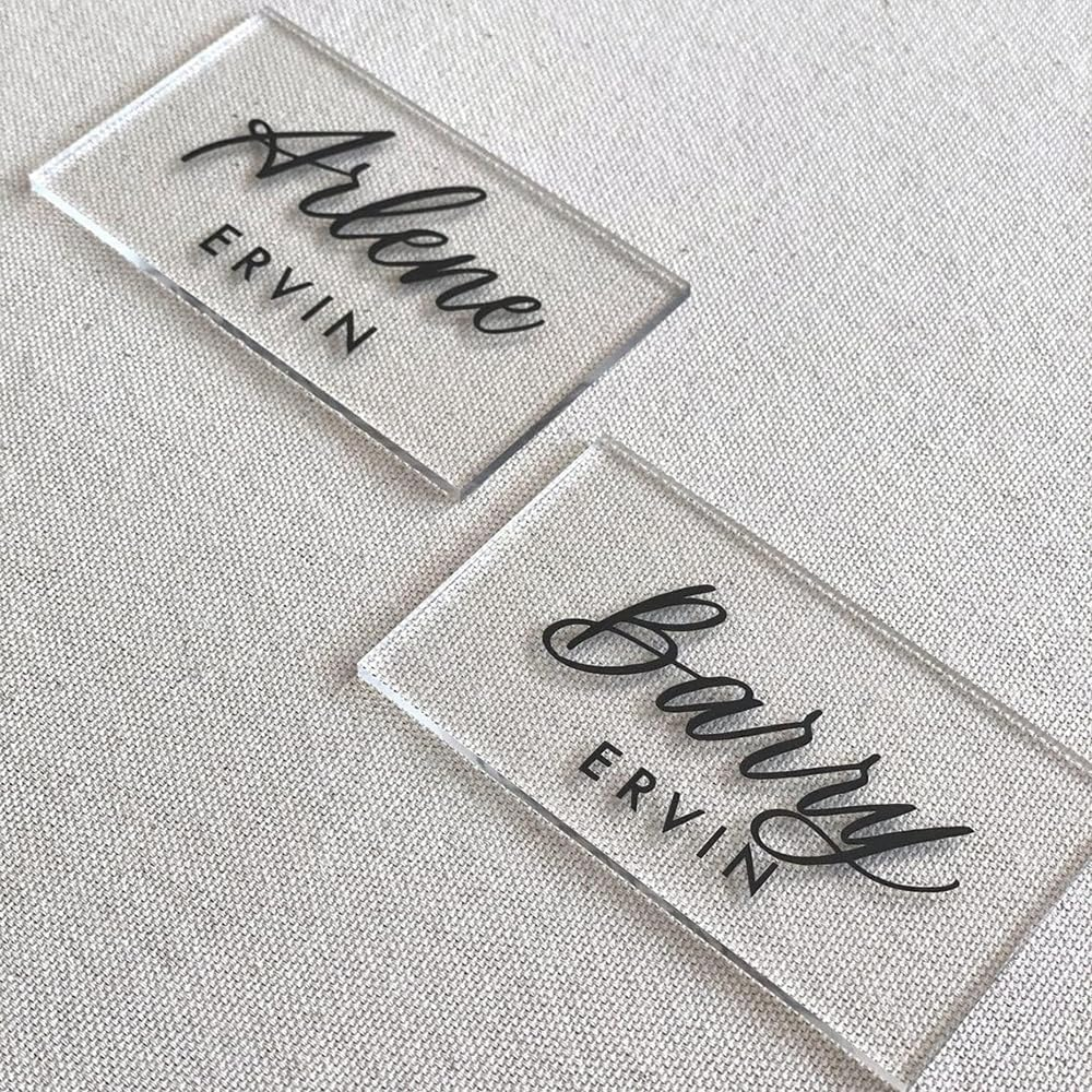 Clear Acrylic Place Card Small Acrylic Rectangle Blank Name Plate Seating Cards, 24Pcs Clear Acrylic Place Card Rectangle Acrylic Name Card Plate,Small Rectangle Acrylic Blank Seating Card Name Plate image number 5