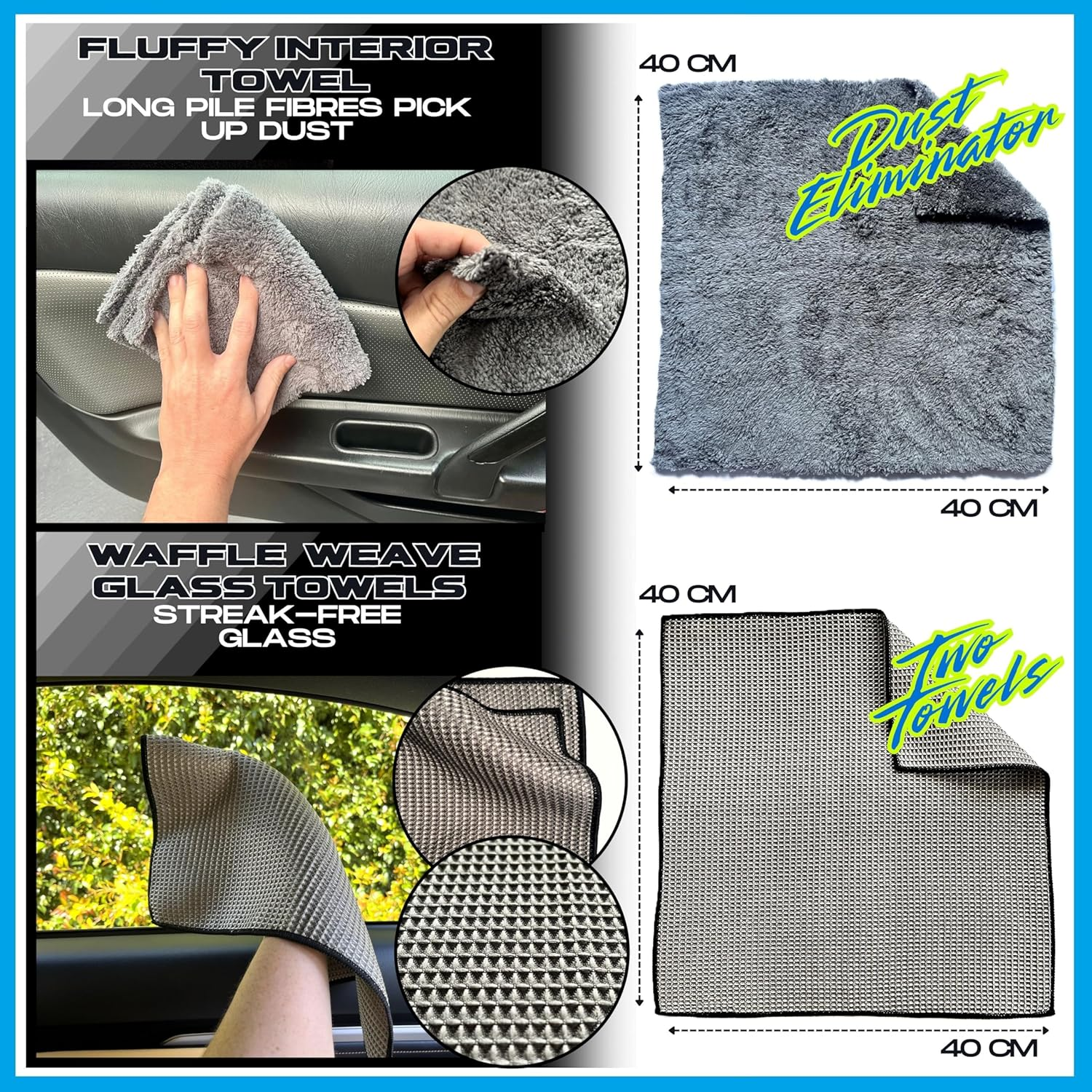 Premium Car Wash Kit 10Pcs | Wash Mitt, Detailing Mitt, Twisted Loop Drying Towel, Interior Duster, Glass Towels, Wheel and Detail Brush Set. Professional Exterior and Interior Car Care image number 6