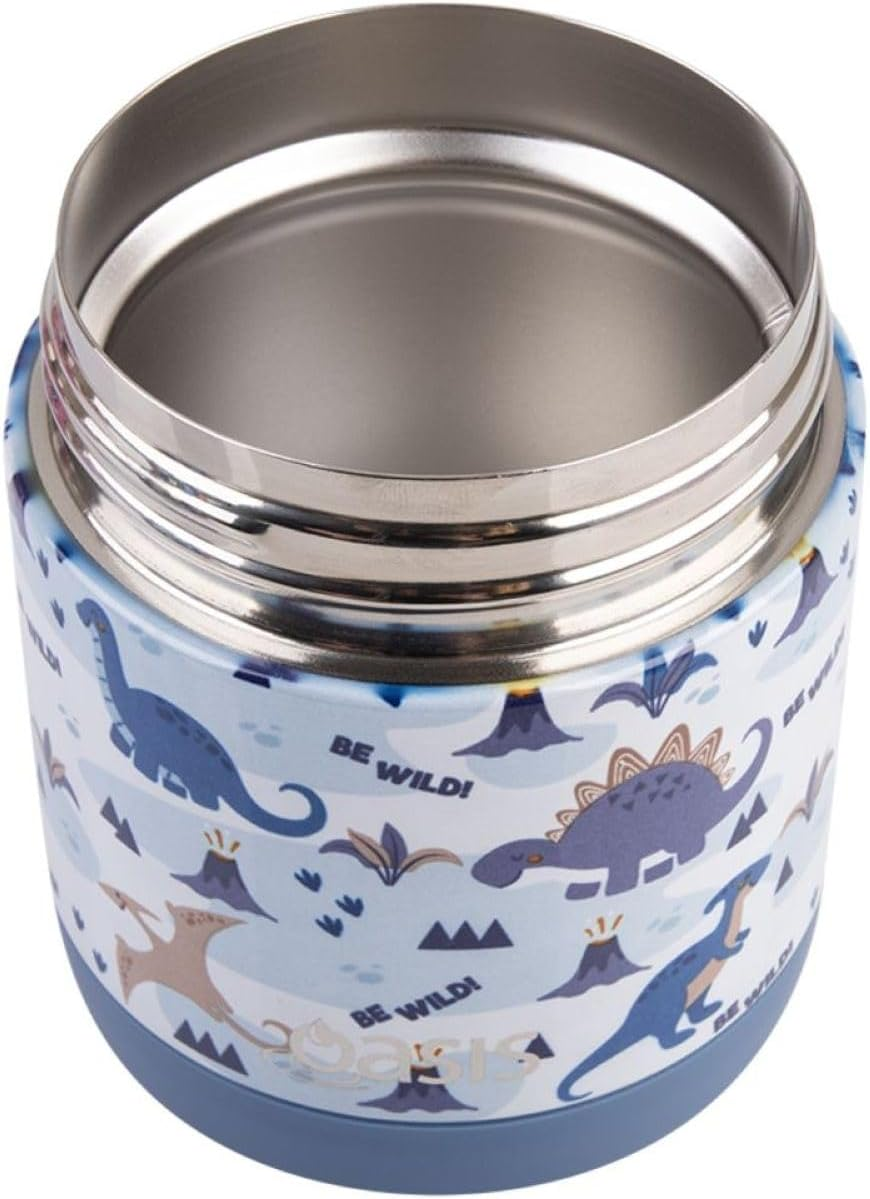 Oasis Stainless Steel Double Wall Insulated Kid'S Food Flask 300Ml - Dinosaur Land