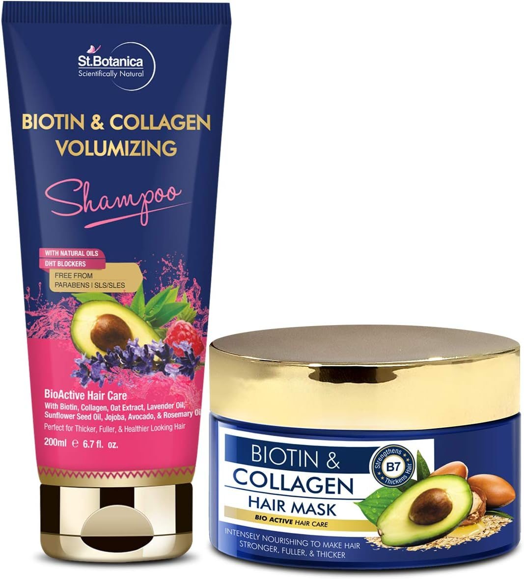 St.Botanica Biotin and Collagen Shampoo + Hair Mask (200Ml Each)