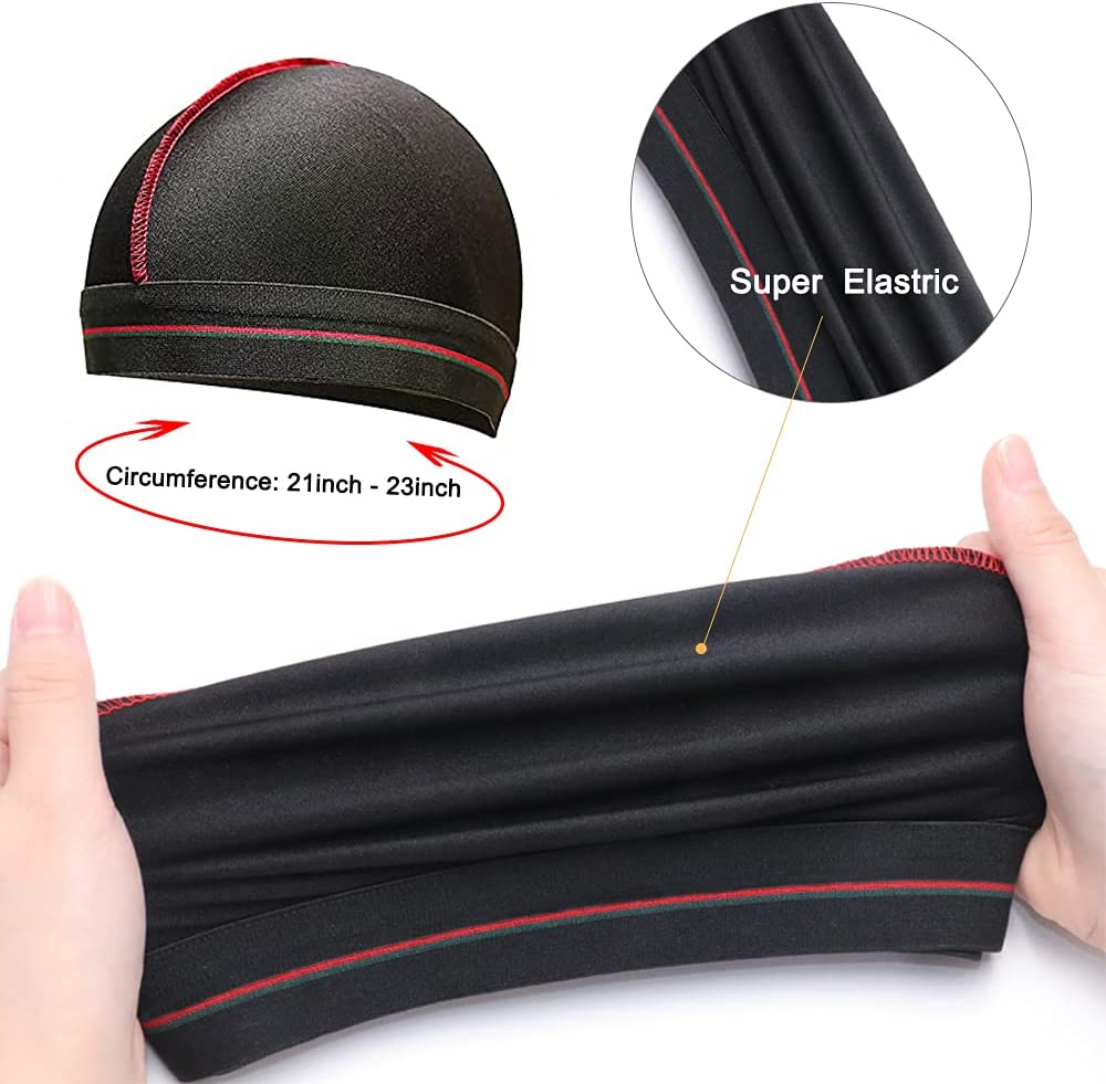 Silky Durag for Men Wave Cap Satin Dorag for Men Women 360 Wave - Black image number 5