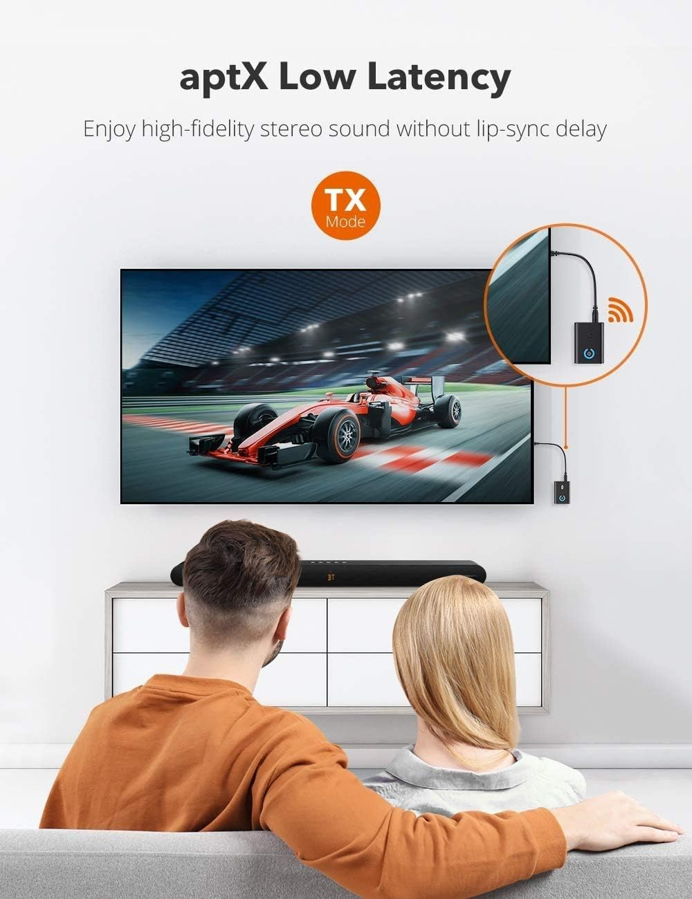 ELASO Bluetooth 5.0 Transmitter and Receiver, 2-In-1 Wireless 3.5Mm Adapter (Low Latency, Compatible with Tv/Home Sound System/Car/Nintendo Switch) image number 1