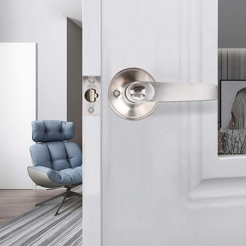 AGDGV Satin Nickel Entry Door Lever Lock Set, Keyed Alike Exterior/Interior Wave Style Handle with 3 Keys, Reversible Left/Right Handed Doors, Secure Lockset for Front/Bedroom (Silver) image number 6