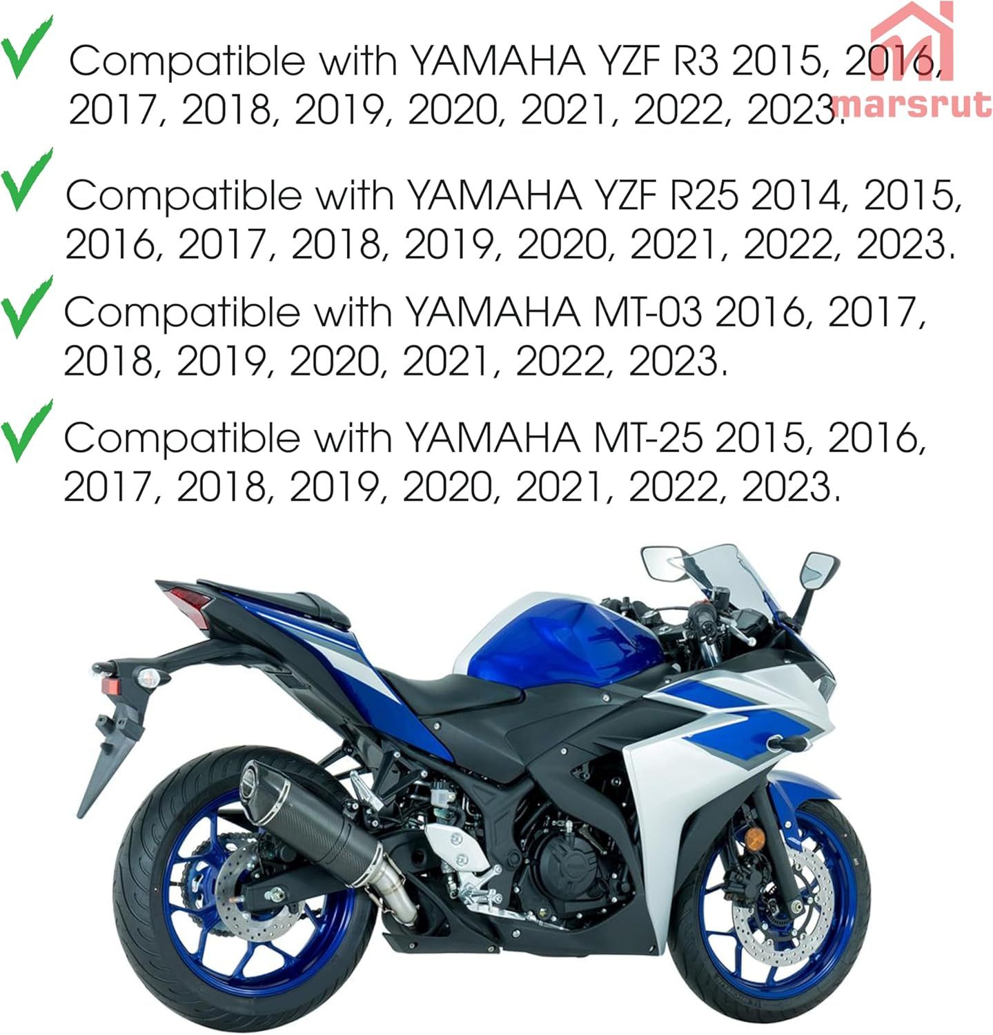 1 Pair Rear Foot Pegs Compatible with Yamaha YZF R3 R25 MT25 MT03 MT-03 2014-2023, Motorcycle Footrest Pedal Bracket Peg Rest, Aluminum Passenger Footpeg Set, Posapies Para Moto (10Pcs, Color: Silver)