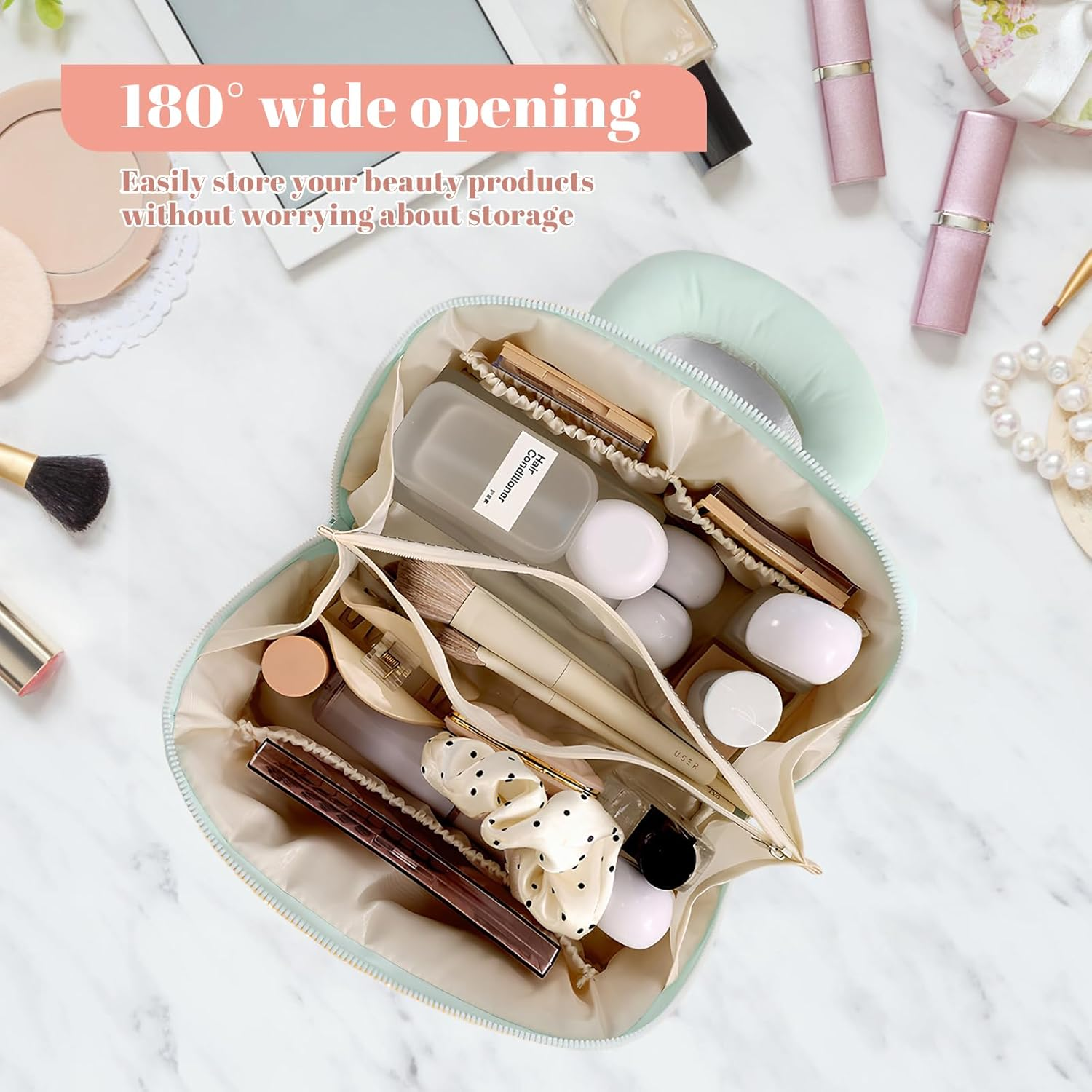 Transparent Toiletry Bag, Waterproof Hand Toiletry Bag with Large Capacity, Make up Bag with Zips for Business Trips, Holidays, Black, Mittelgro&szlig;e(26 X 7 X 16 CM), Cosmetic Case image number 2