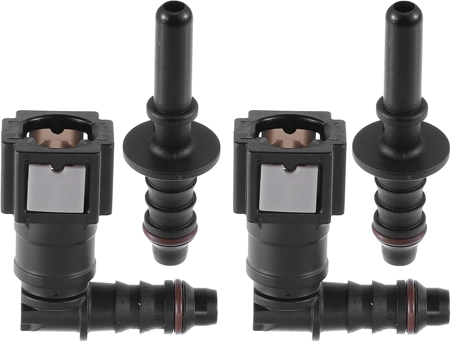 X AUTOHAUX 3/8 9.49Mm SAE to 5/16 8Mm 90 Degree Fuel Line Hose Quick Release Connector Disconnect Hose Nylon 2 Set Black