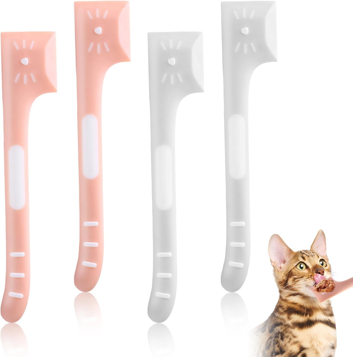 Cats Silicone Food Canned Spoon, 4Pcs Pet Food Spatula Can Opener Feeding or Mixing Spoons,Cat and Dog Food Spatula for Wet Food image number 4