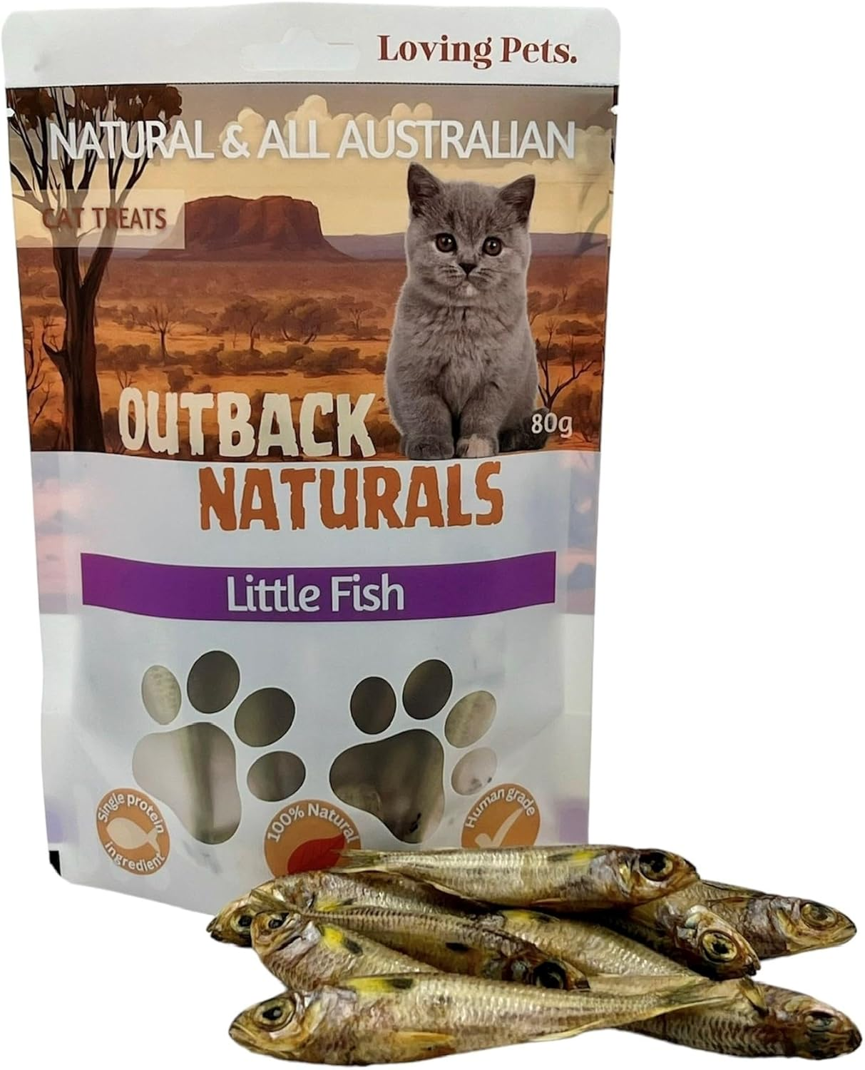 Loving Pets Whole Little Fish, Cat Treats, 80G Grams