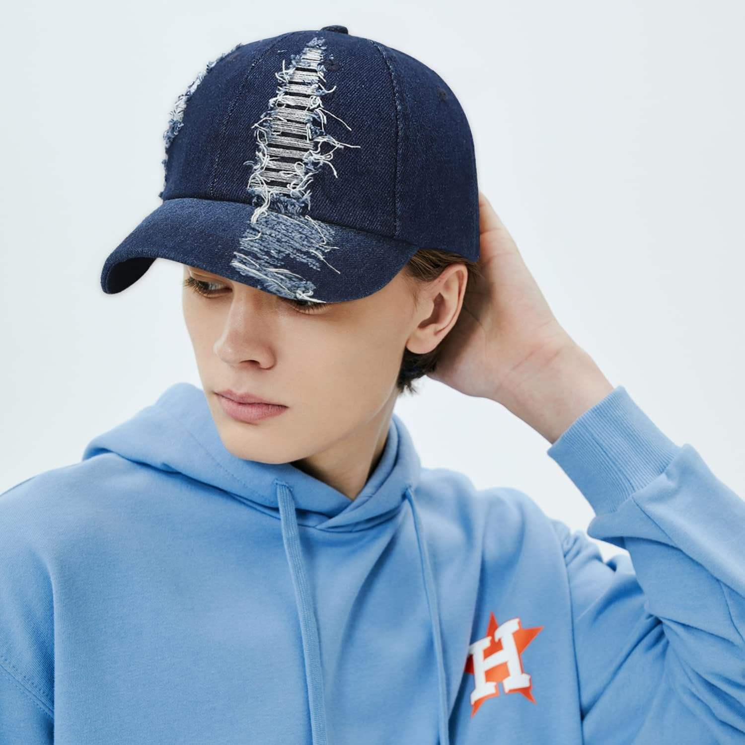 XYIYI Vintage Washed Distressed Baseball Cap Adjustable Cotton Dad Hat for Women Men - Black image number 3