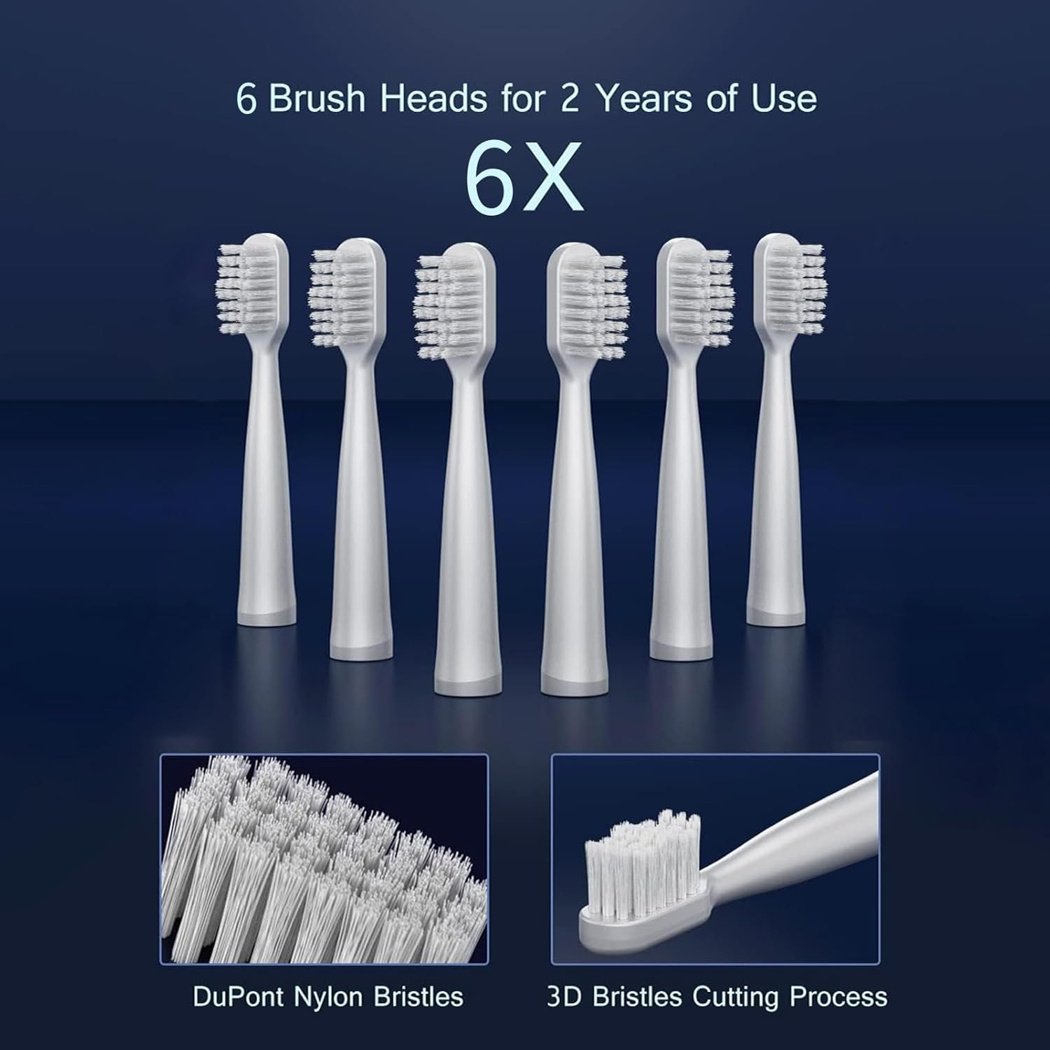 Oolong USB Rechargeable Sonic Electric Toothbrush for Adults, Powered Motor High Vibration Teeth & Gum Care, Soft Dupont Brush Heads, 2 Minutes Timer 5 Modes, White