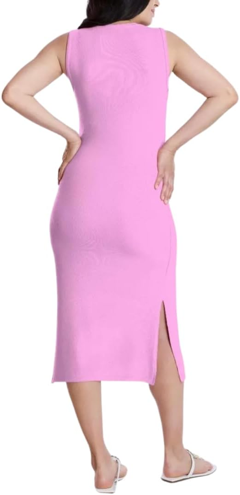 Motherhood Maternity Women'S Sleeveless Rib Knit Midi Pregnancy Dress image number 6