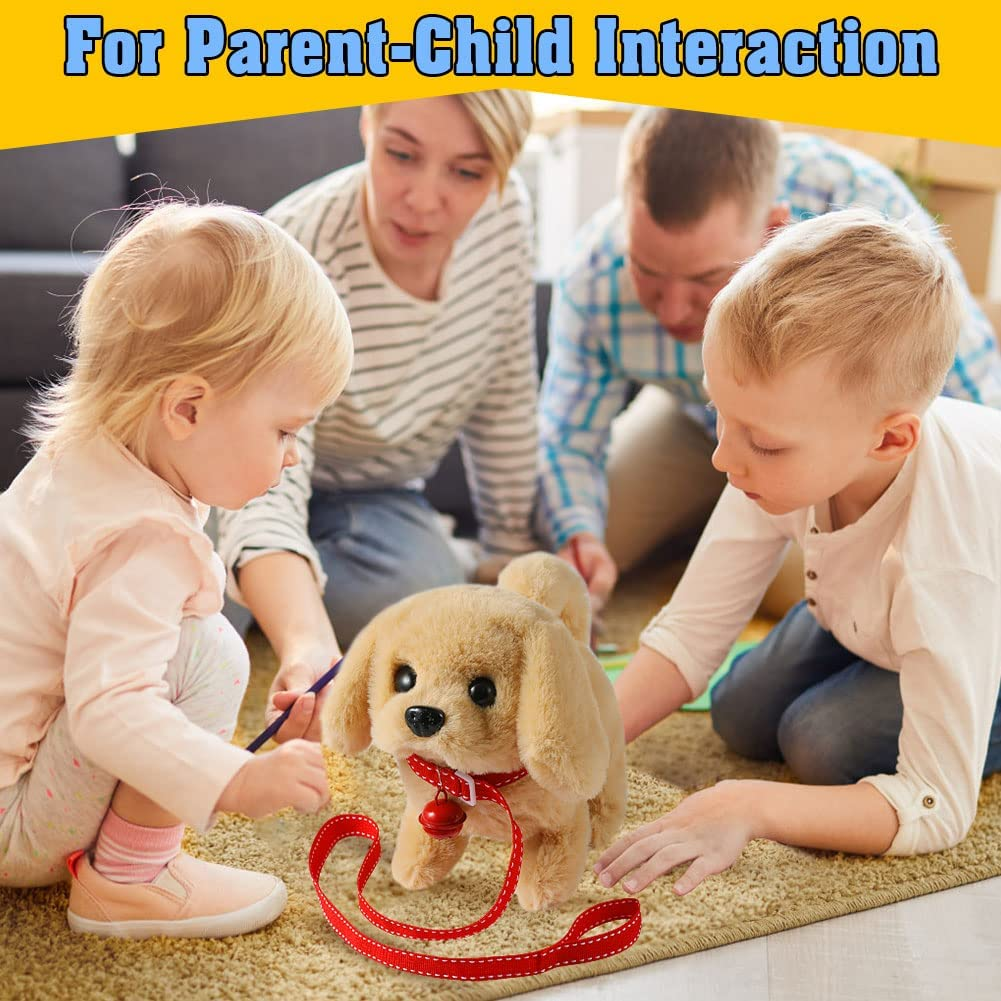 Plush Golden Retriever Toy Puppy Electronic Interactive Dog - Walking, Barking, Tail Wagging, Stretching Companion Animal for Kids Toddlers (Golden Dog) image number 3