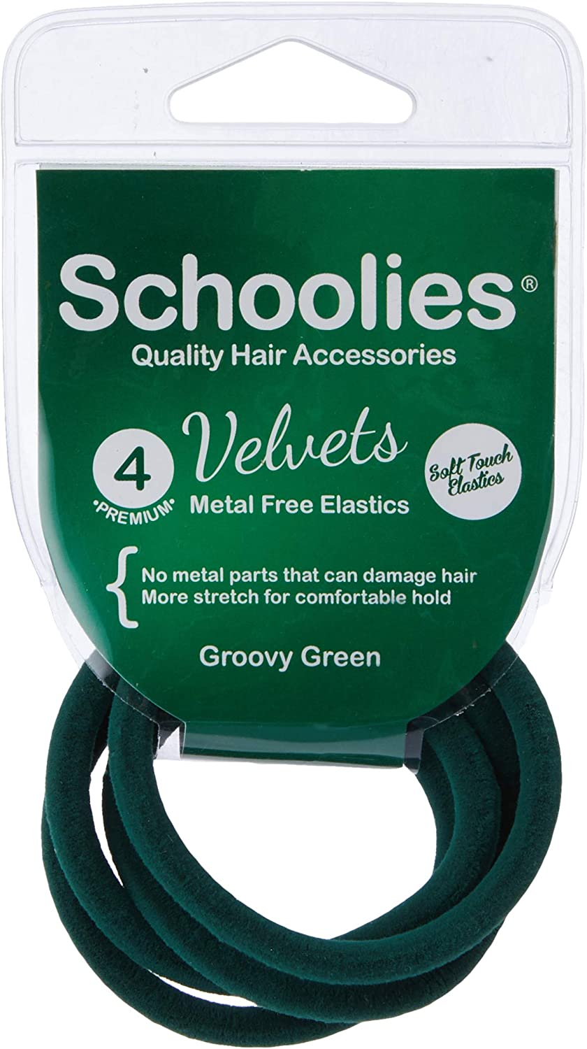 Schoolies Hair Accessories Hair Velvets 4 Pieces, Groovy Green