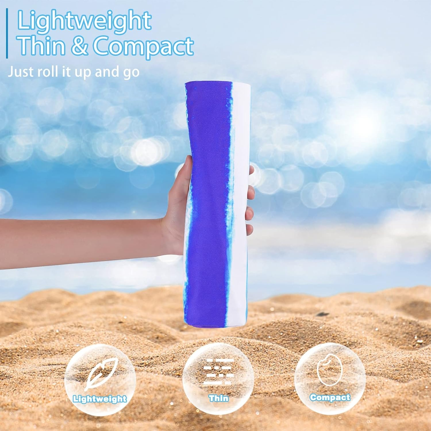 2 Pack Microfiber Lightweight Thin Beach Towel 180X80Cm Extra Large Sand Free Towels for Adult Quick Dry Travel Beach Accessories Vacation Essential Gift image number 6