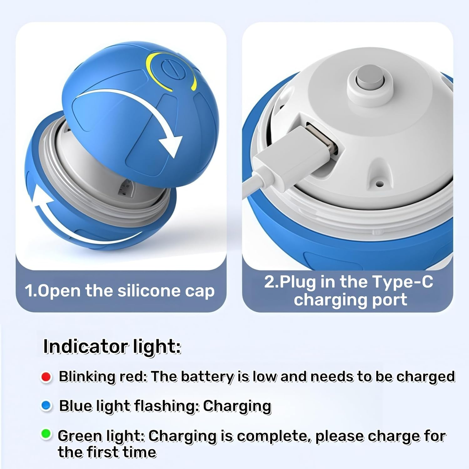 Smart Interactive Dog Toys Ball,Shaky Ball Toy Dogs, Automatic Moving Dog Toy Ball Smart Usb.Automatic Bouncing for Small Medium Large Dogs.(Blue) image number 5