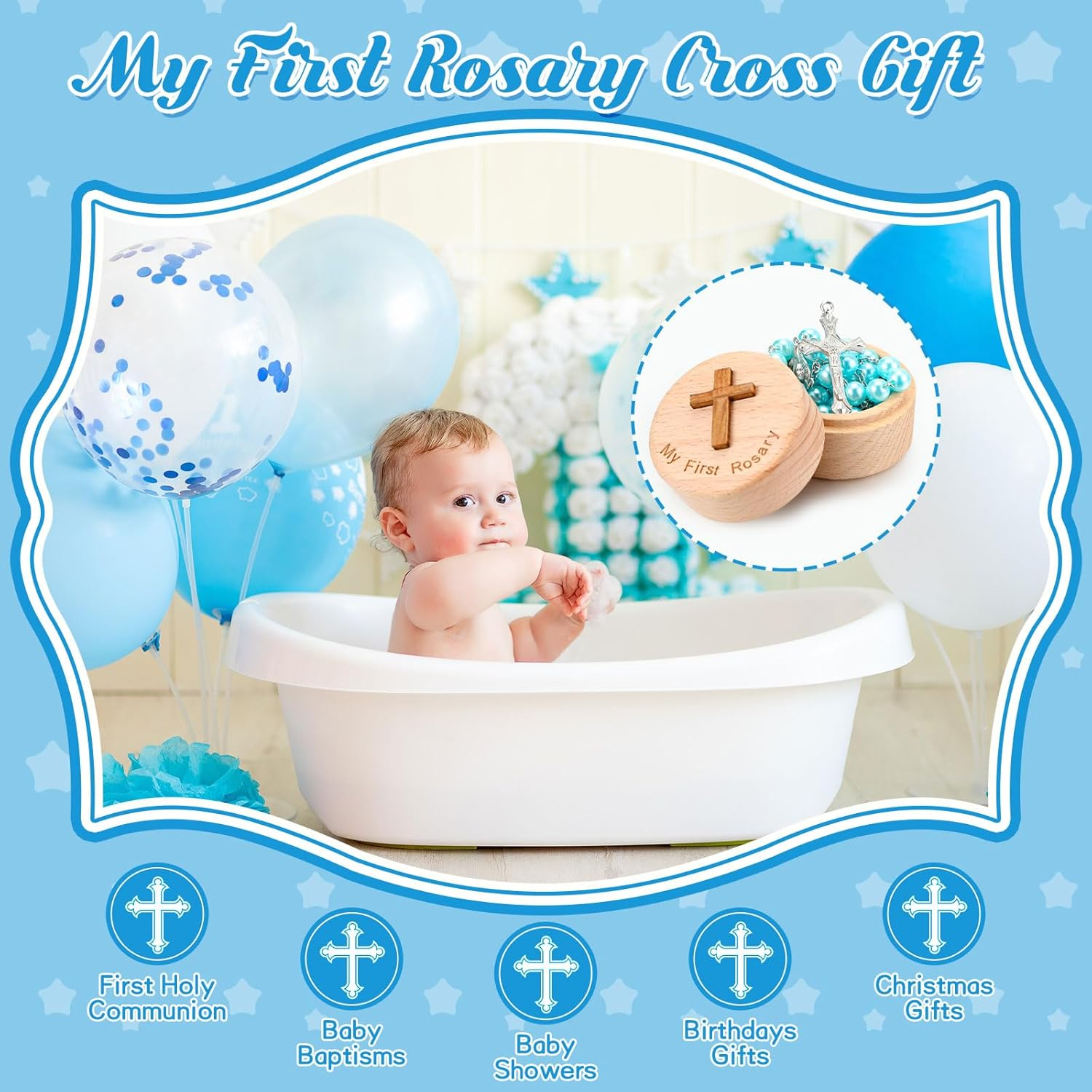 Loetere Baptism Gifts for Girls Boys Rosary Catholic My First Rosary and Keepsake Box for Baby Shower Holy First Communion Christian Beads Gifting Set, Bead of the Necklace: about 0.31 Inch In - Purple image number 3