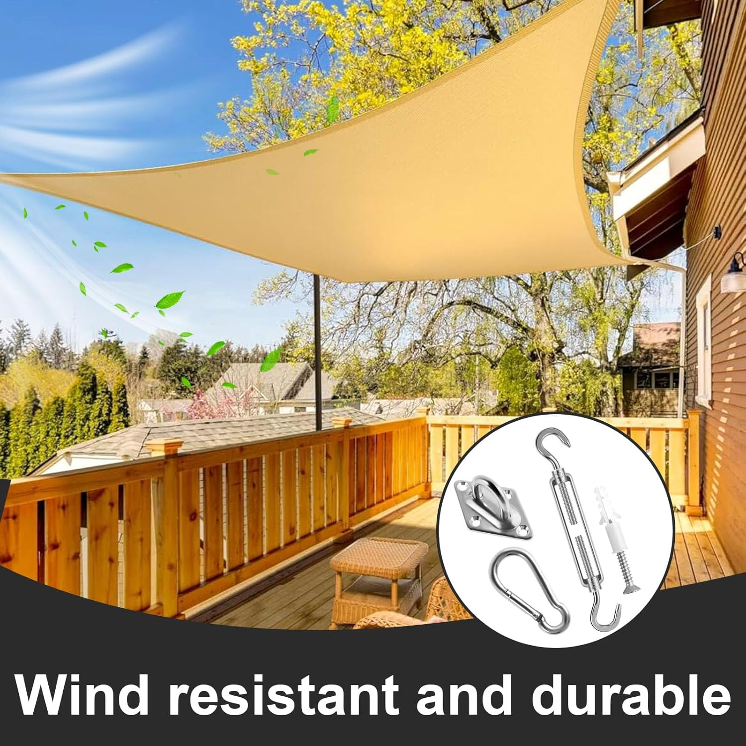 44Pcs Sun Shade Sail Hardware Kit Rectangle Square Triangle Shade Sail Mounting Kit 304 Stainless Steel M6 Awning Fixing Installation Kit Sun Shade Sail Installation Accessory for Patio image number 1