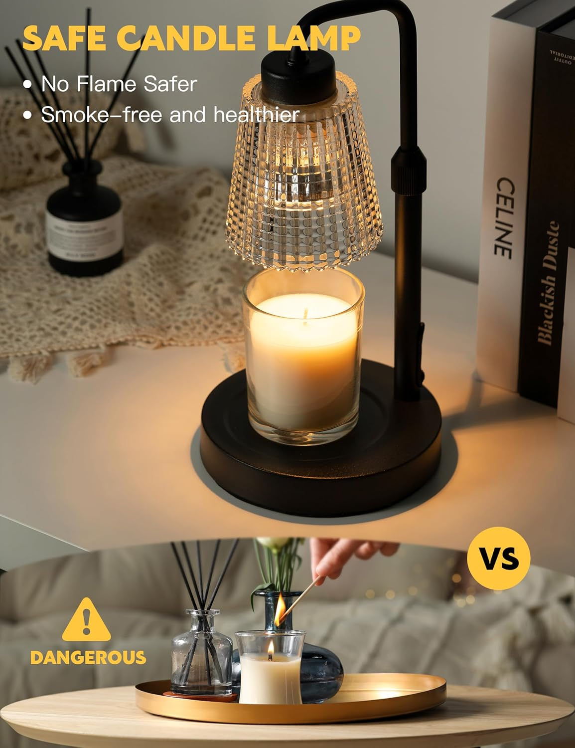 Candle Warmer Lamp with Timer Dimmable, Birthday Gifts for Women Mom, House Warming Gifts New Home Decor, Wax Melt Warmer for Jar Candles with 2 Bulbs image number 2
