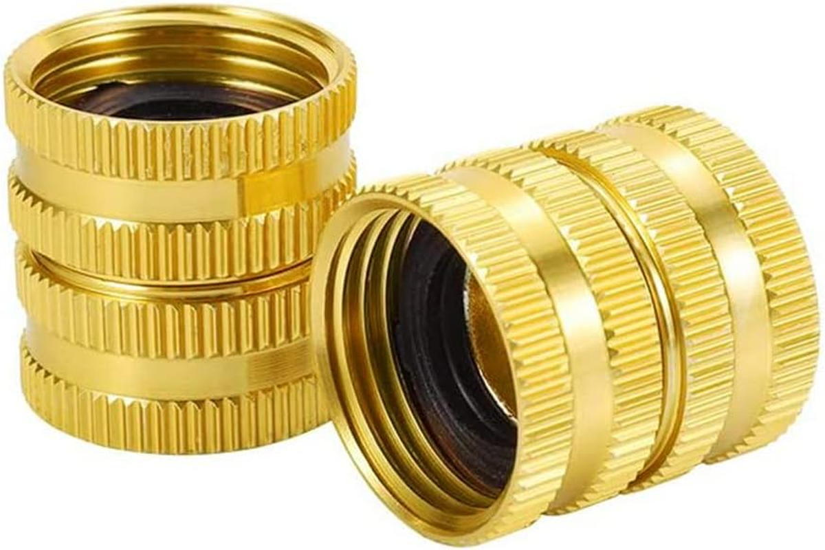 Hooshing 3/4" Female to Female Garden Hose Connector Solid Brass Double Female Swivel Hose Connector Adapter, 2 Pack image number 4
