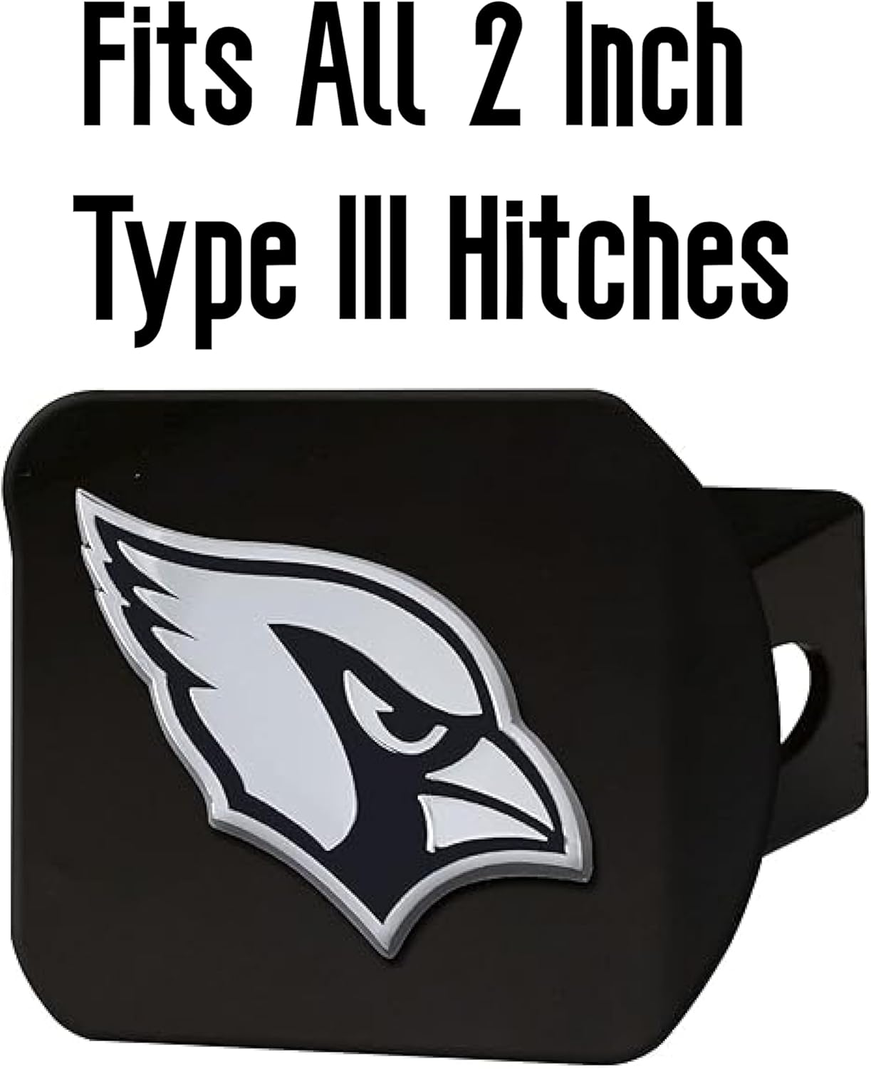 FANMATS 21486 Arizona Cardinals Black Metal Hitch Cover with Metal Chrome 3D Emblem image number 1
