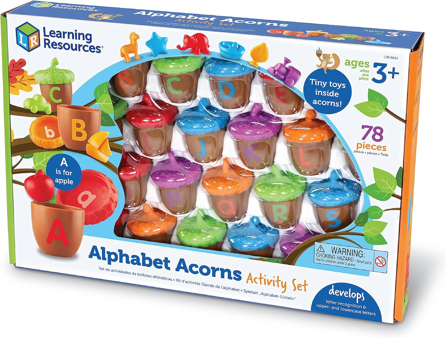 Learning Resources Alphabet Acorns Activity Set, Homeschool, Visual & Tactile Learning Toy, 78 Pieces, Easter Basket Gifts, for Kids, Ages 3+ image number 4