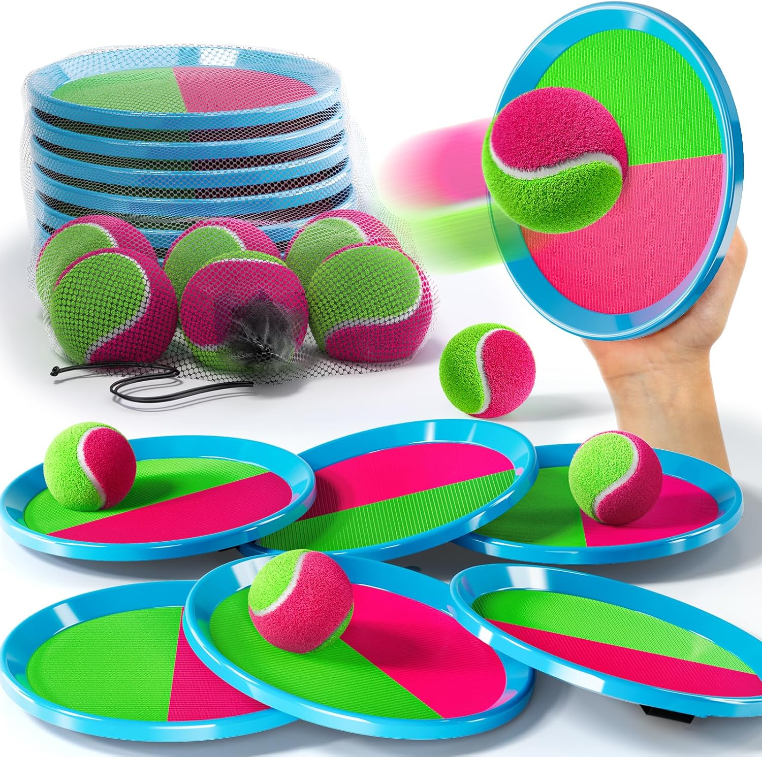 Ci Vetch Throwing and Catching Game for Children from 3 Years, Velcro Ball Game with Paddles & Balls, Outdoor Toy for Garden, Beach & Park, Fun for Children and Adults