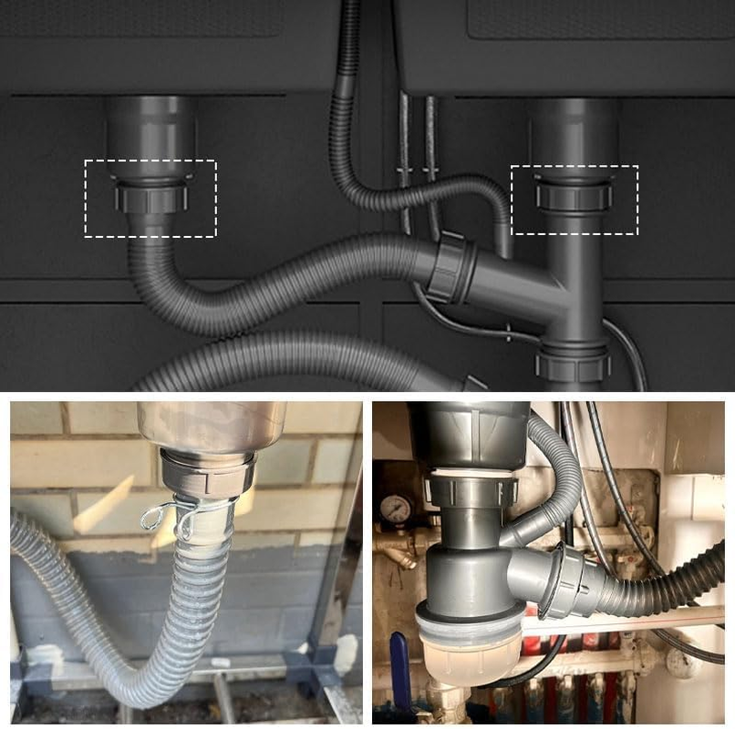 Kitchen Drain Pipe Fitting with Washer, (60Mm Female Thread，47Mm Male Thread) Sink Drain Thread Adapter Kit Siphon Connector for Dining Room Sink，1Pcs image number 1