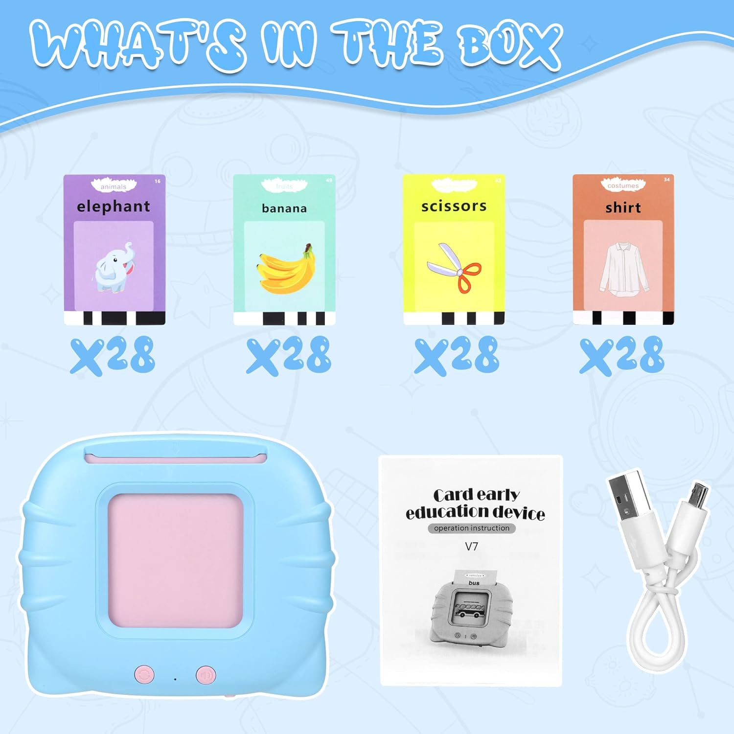 Learning Toys for Toddlers 1-3 Years Old, 112 Talking Flash Cards 224 Words, Educational Montessori Toys for 2 3 4 5 6 Year Old Boys Girls, Preschool Learning Activities Gifts for Kids (Blue) image number 1